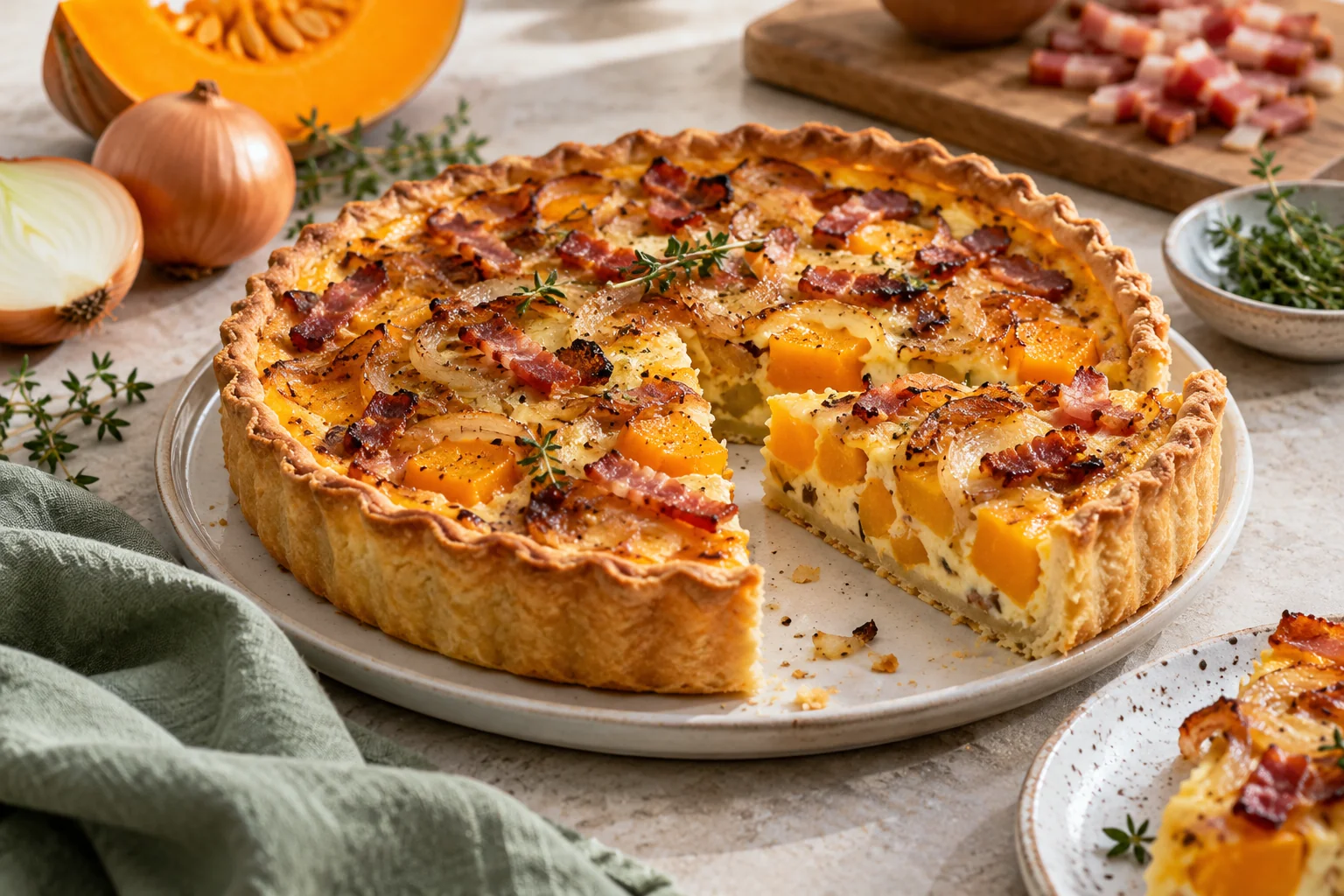 Tarte potimarron et lardons — illustration du sujet de l’article