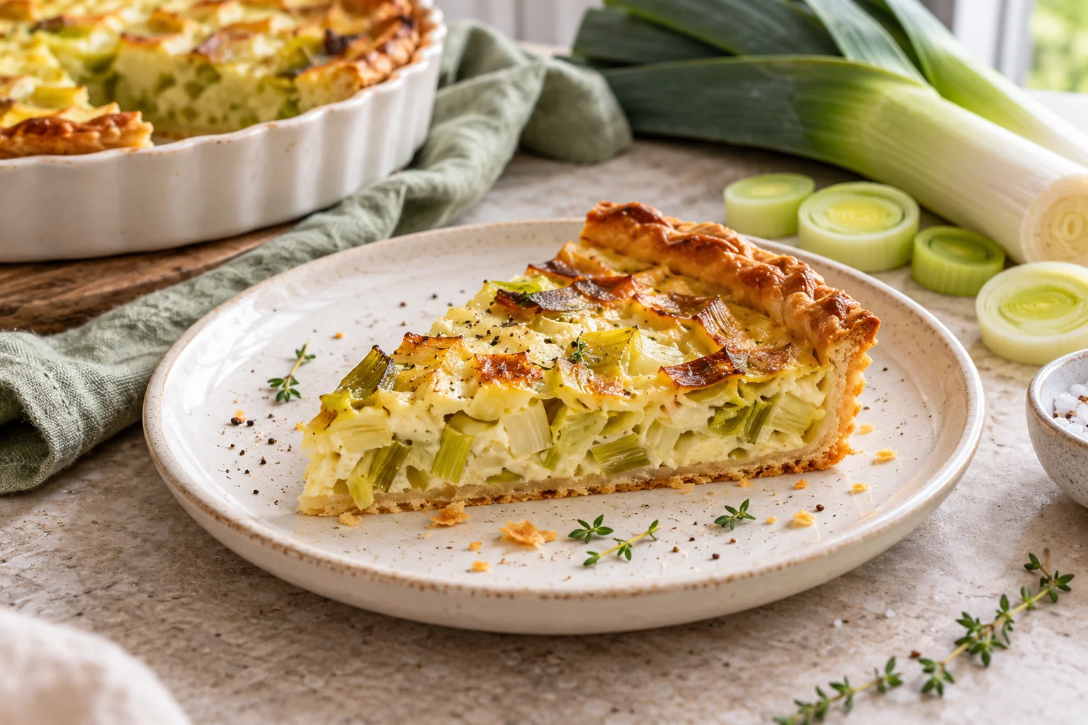 Une tarte aux poireaux croustillante — illustration du sujet de l’article