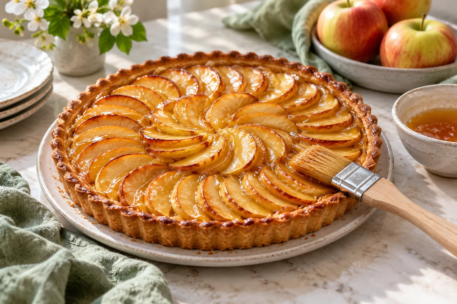 Faire briller une tarte aux pommes — illustration du sujet de l’article