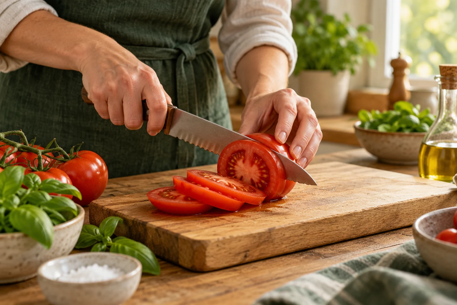 Couper les tomates sans les écraser : illustration du sujet