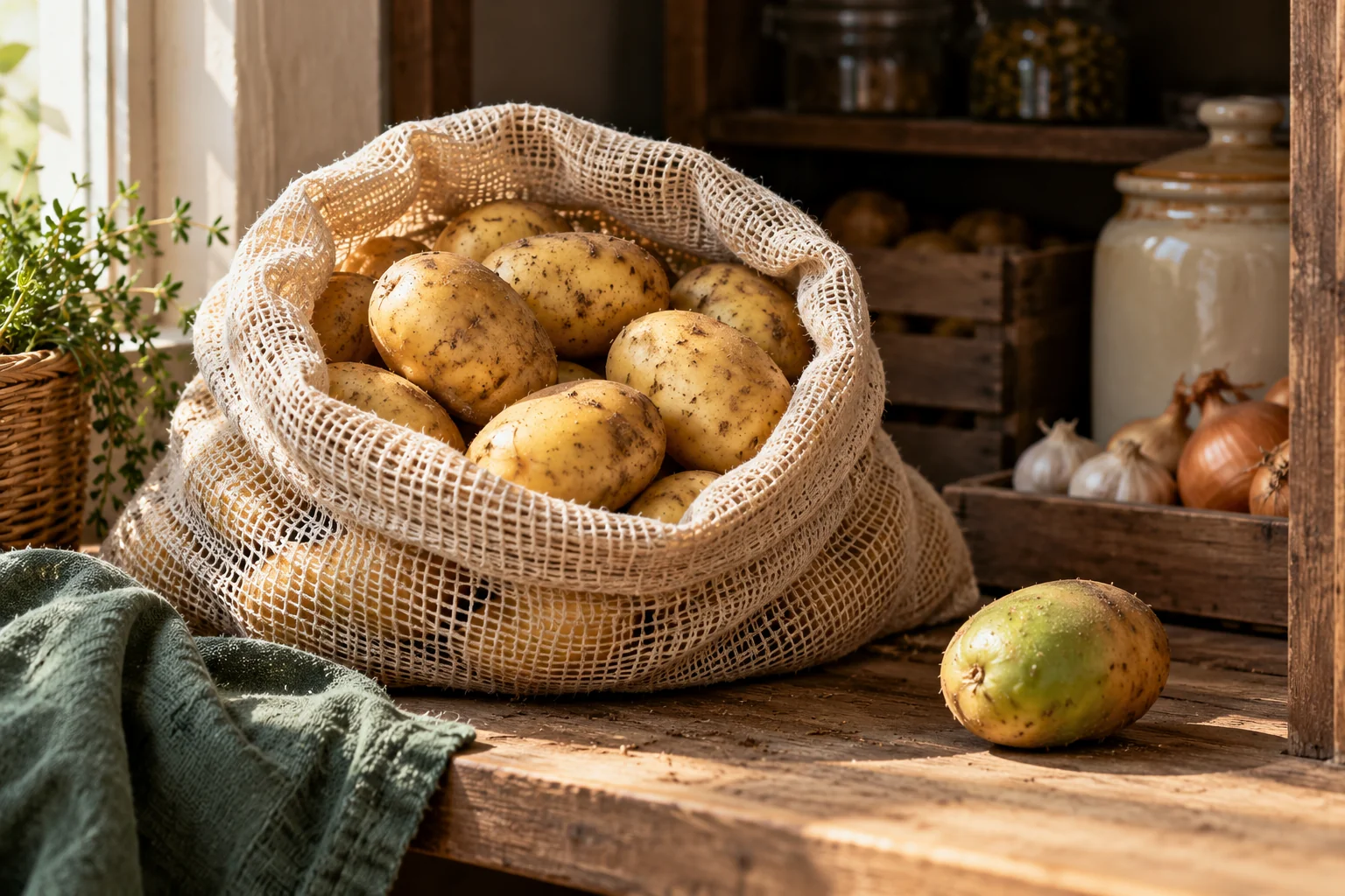 Garder les pommes de terre dans le noir : illustration du sujet
