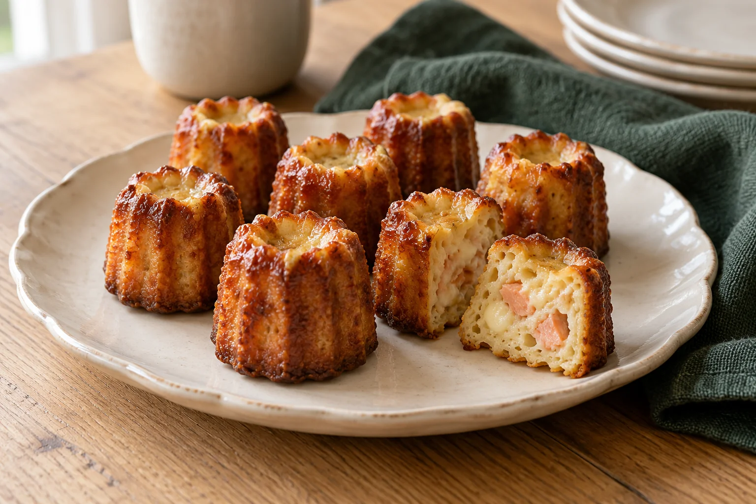 Mini-cannelés salés à la truite fumée et mozzarella : plat terminé