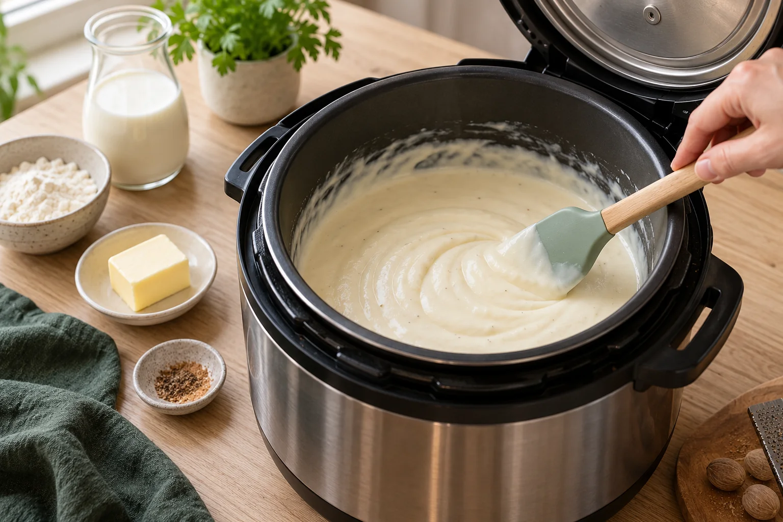 Béchamel au Cookeo, couvercle ouvert : plat terminé
