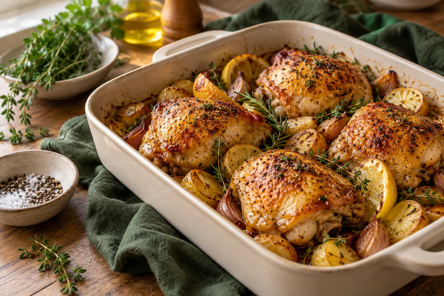 Cuisses de poulet au four : présentation du plat