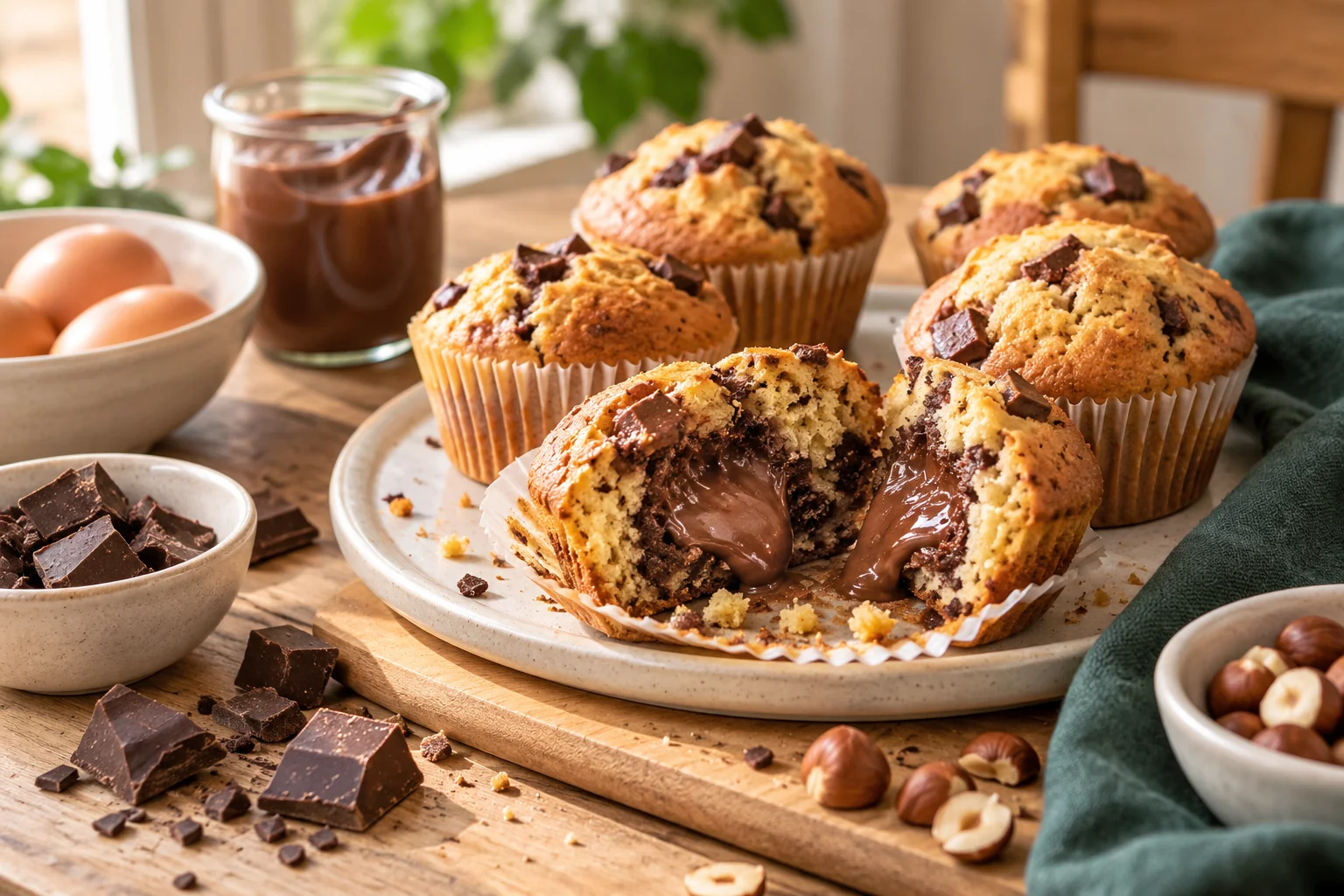 Muffins chocolat-noisette : présentation du plat