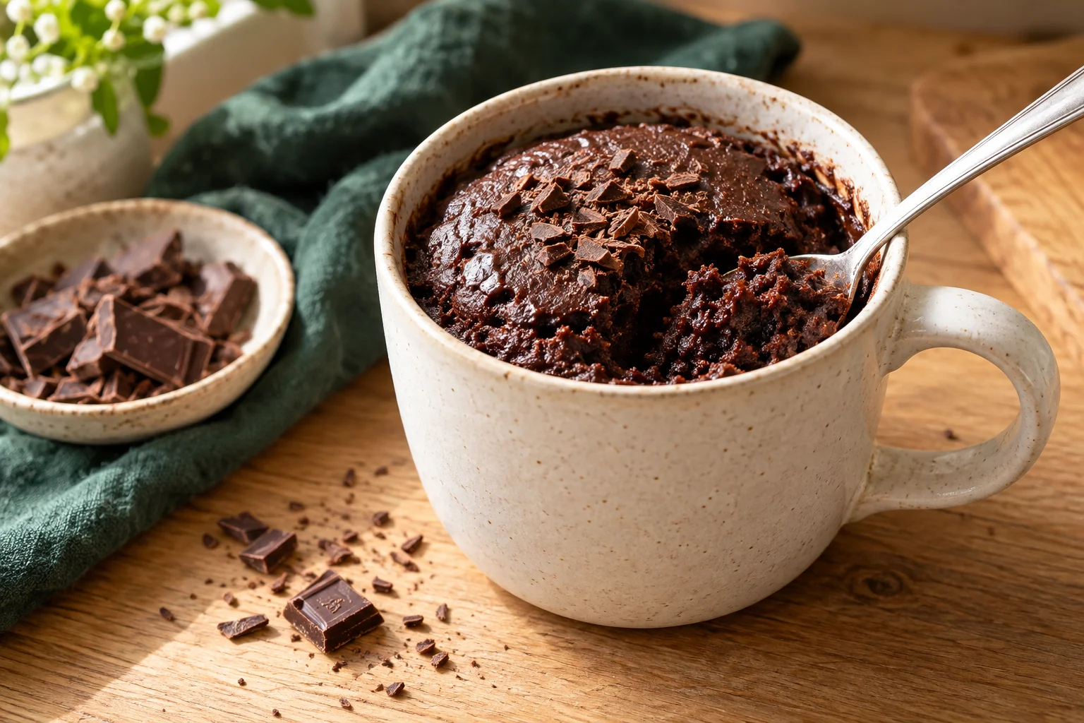 Mug cake au chocolat : présentation du plat
