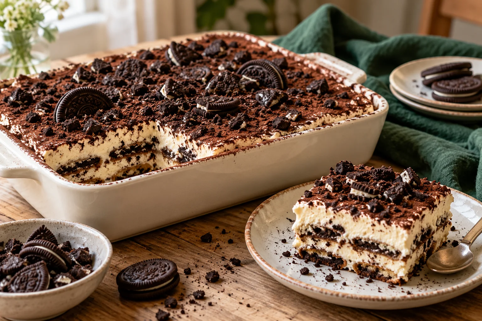 Tiramisu aux biscuits Oreo : présentation du plat
