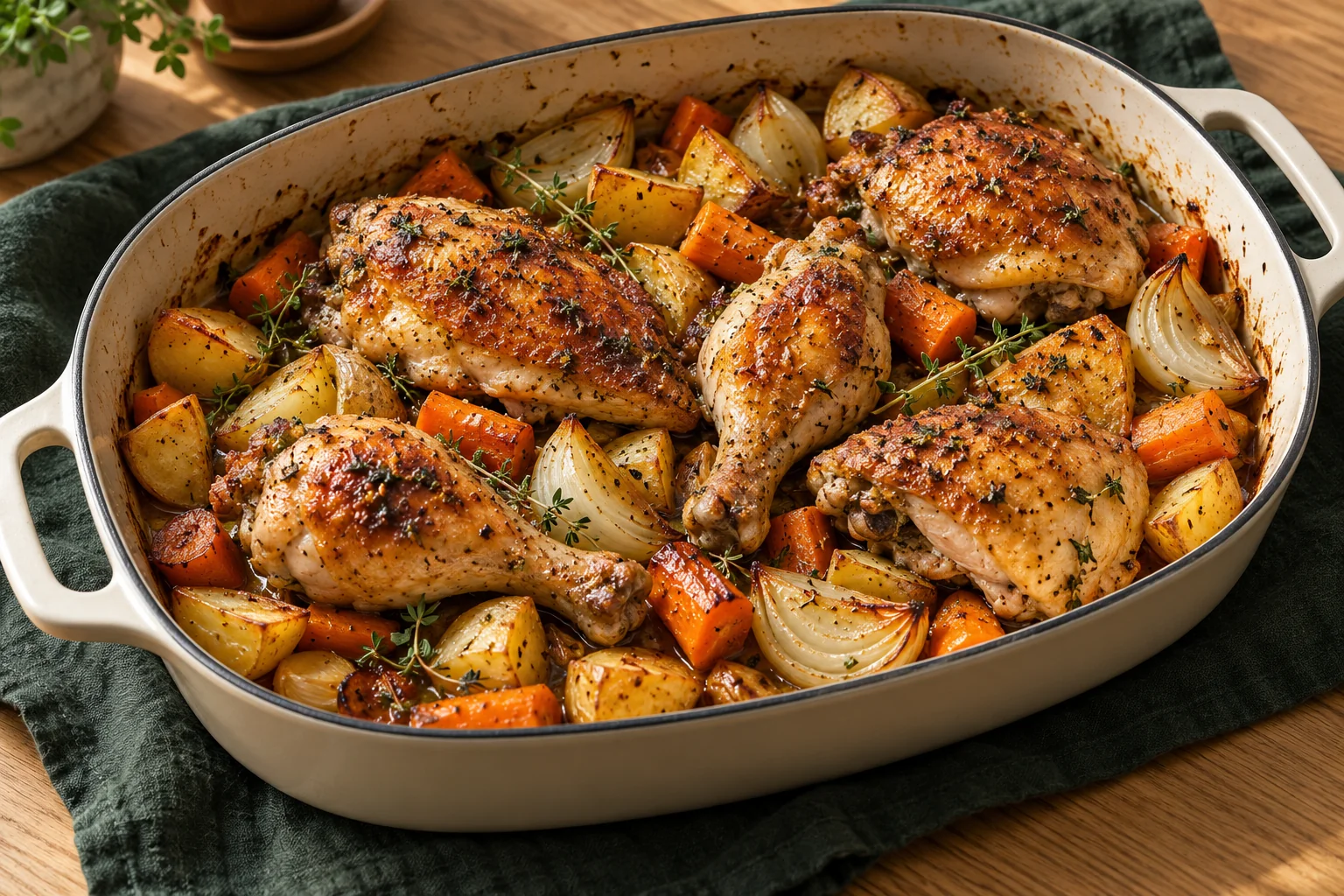 Poulet au four avec légumes : présentation du plat