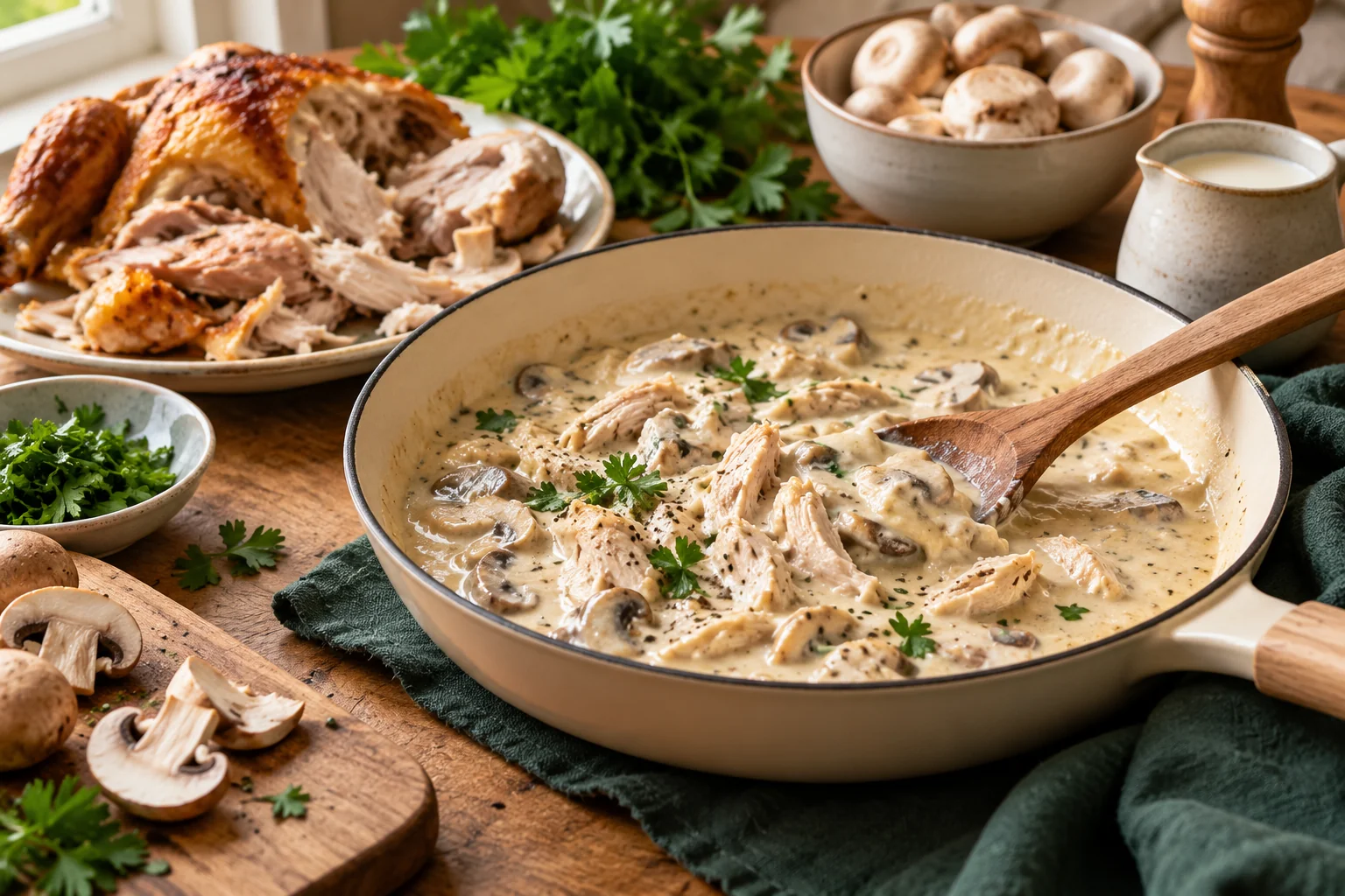 Poulet restant en sauce poulette : présentation du plat