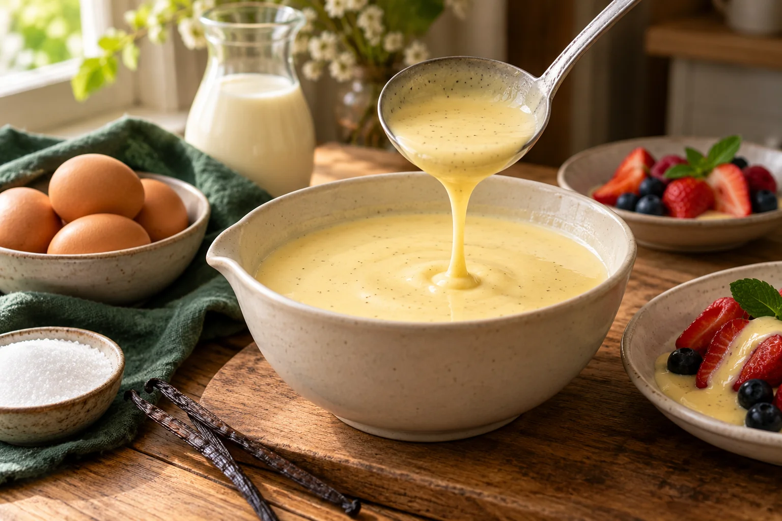 Crème anglaise : présentation du plat