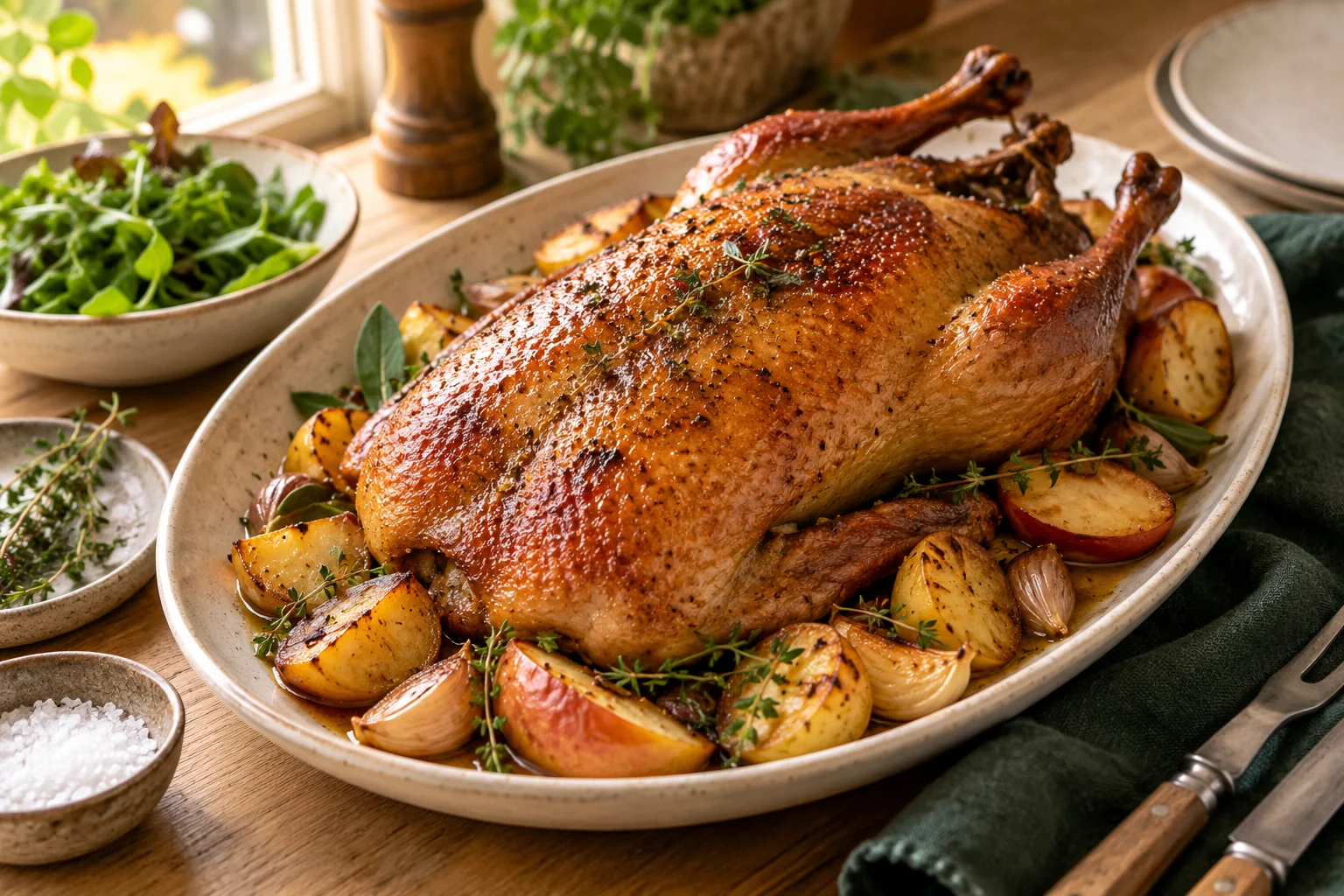 Canard rôti au four : présentation du plat