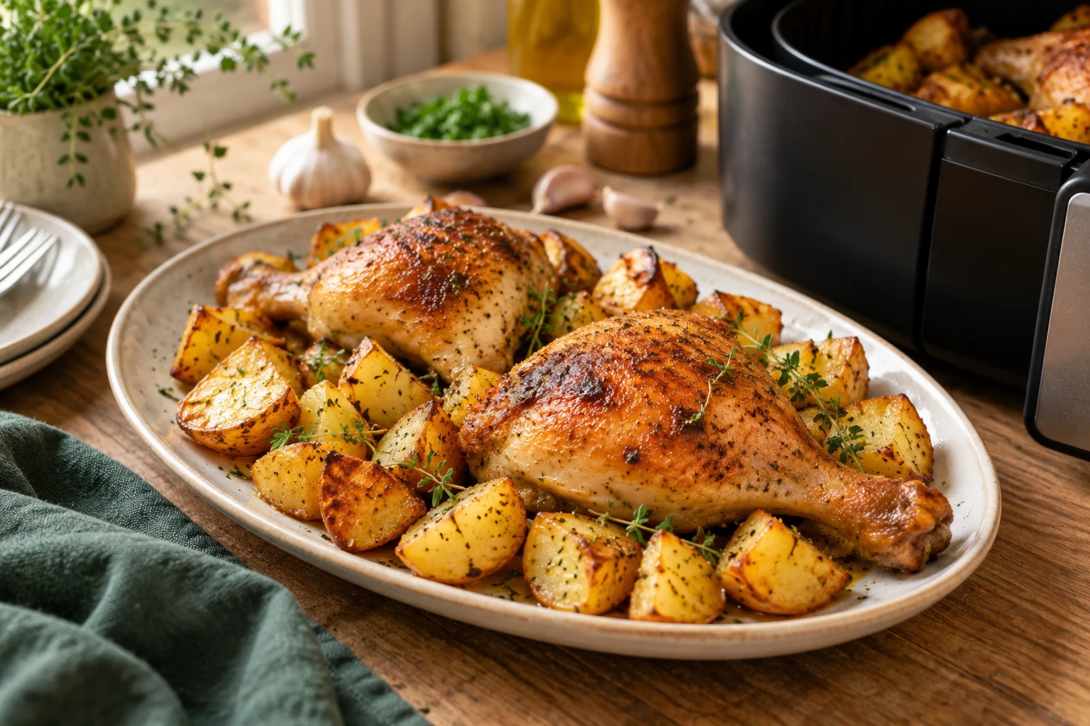 Poulet et pommes de terre à l’Airfryer : présentation du plat