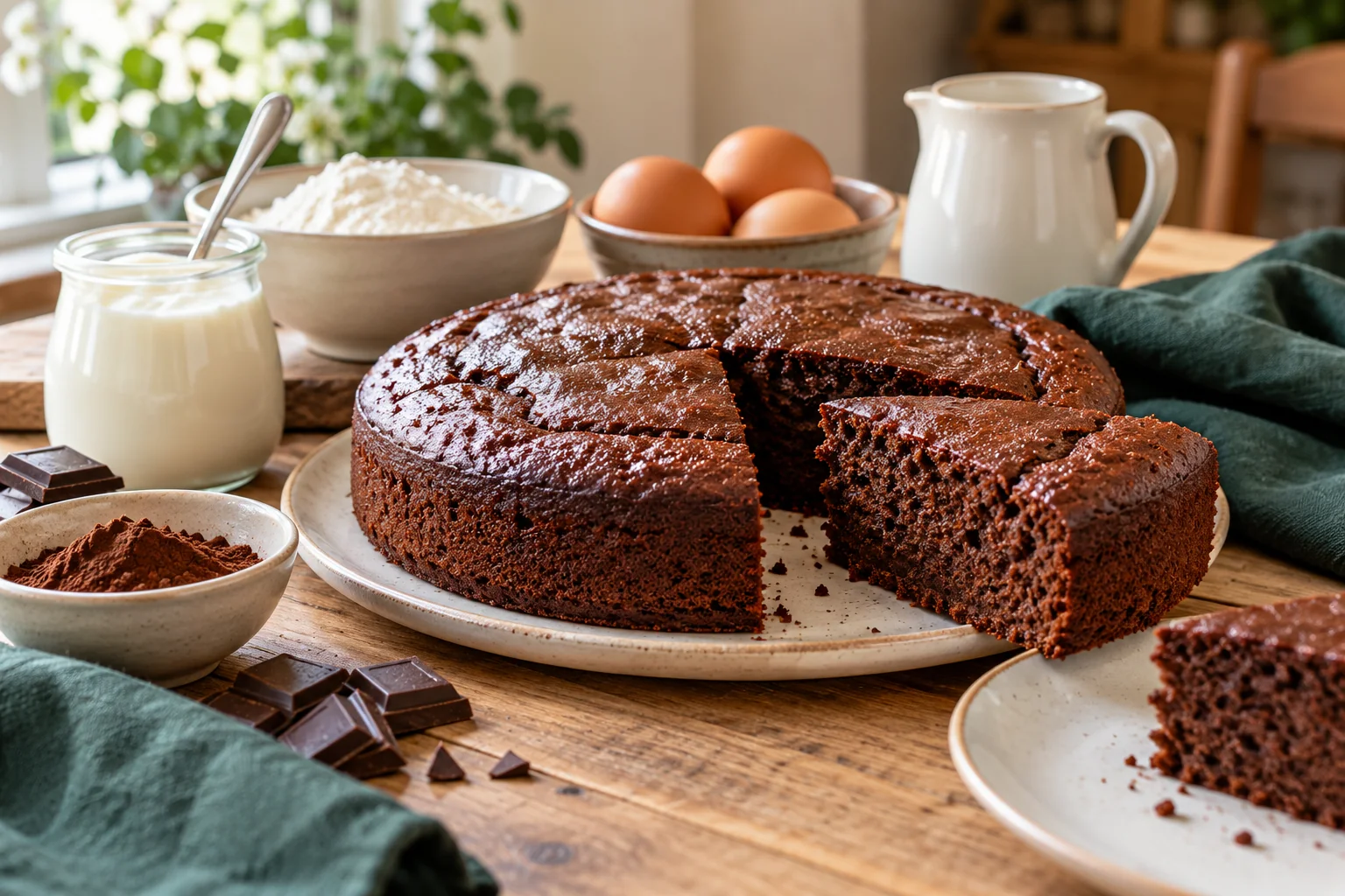 Gâteau yaourt et chocolat : présentation du plat