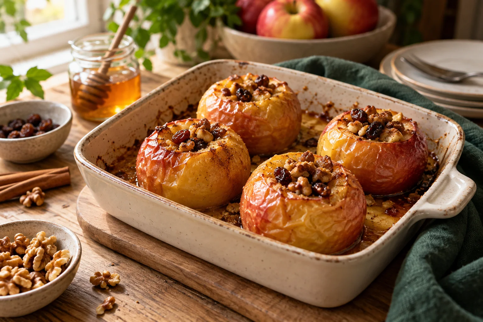 Pommes au four aux raisins : présentation du plat