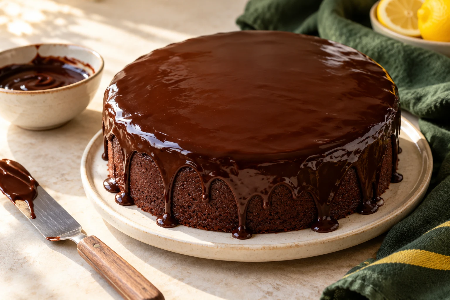 Nappage au chocolat brillant : plat terminé