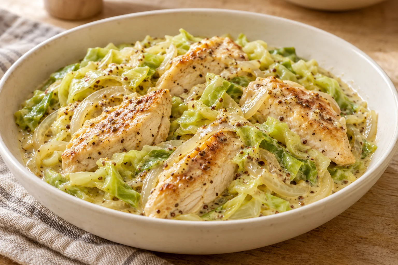 Blancs de poulet au chou : plat terminé