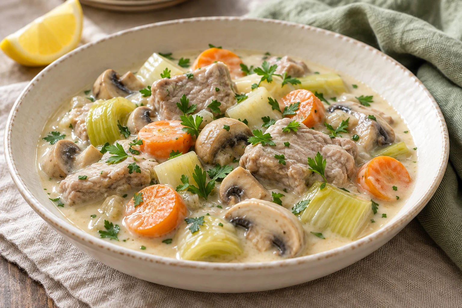 Blanquette de veau à la cocotte-minute : plat terminé