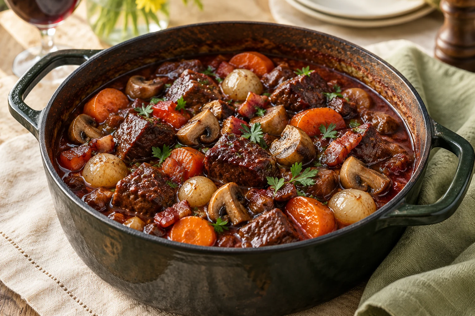 Bœuf bourguignon express : plat terminé
