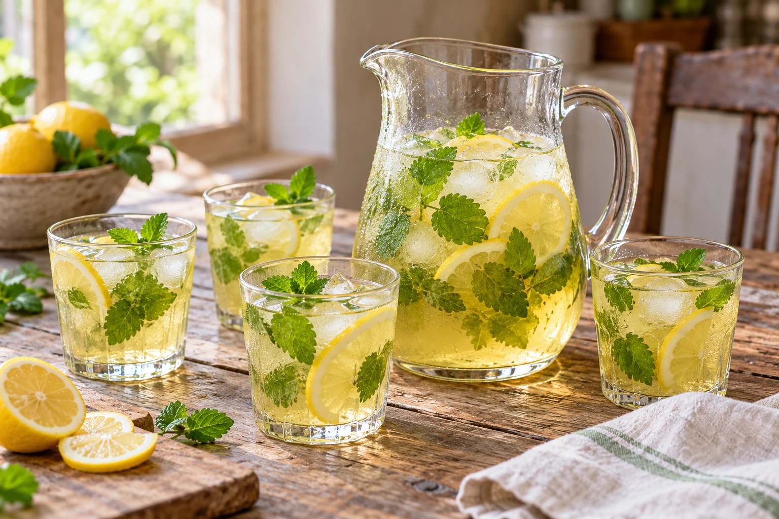 Boisson fraîche à la mélisse et au citron : plat terminé