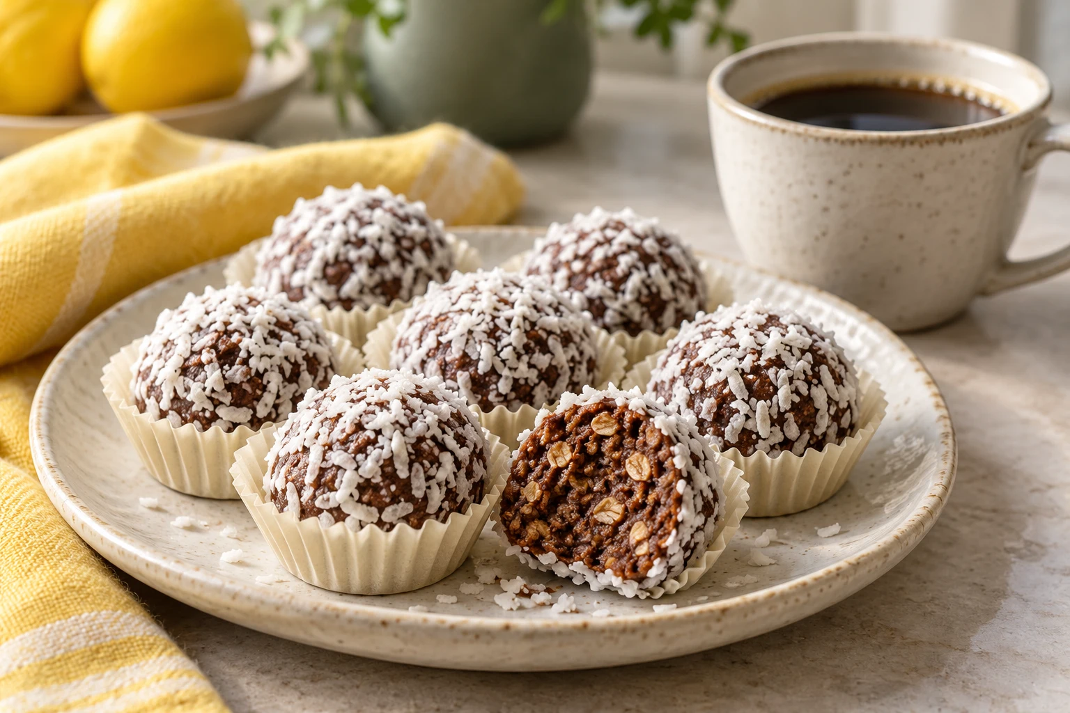 Boules chocolat, avoine et coco : plat terminé