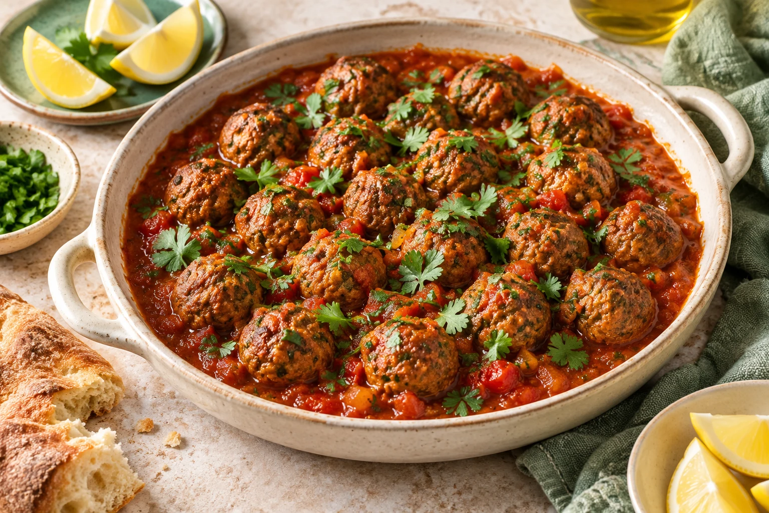 Kefta marocaine en sauce tomate : plat terminé