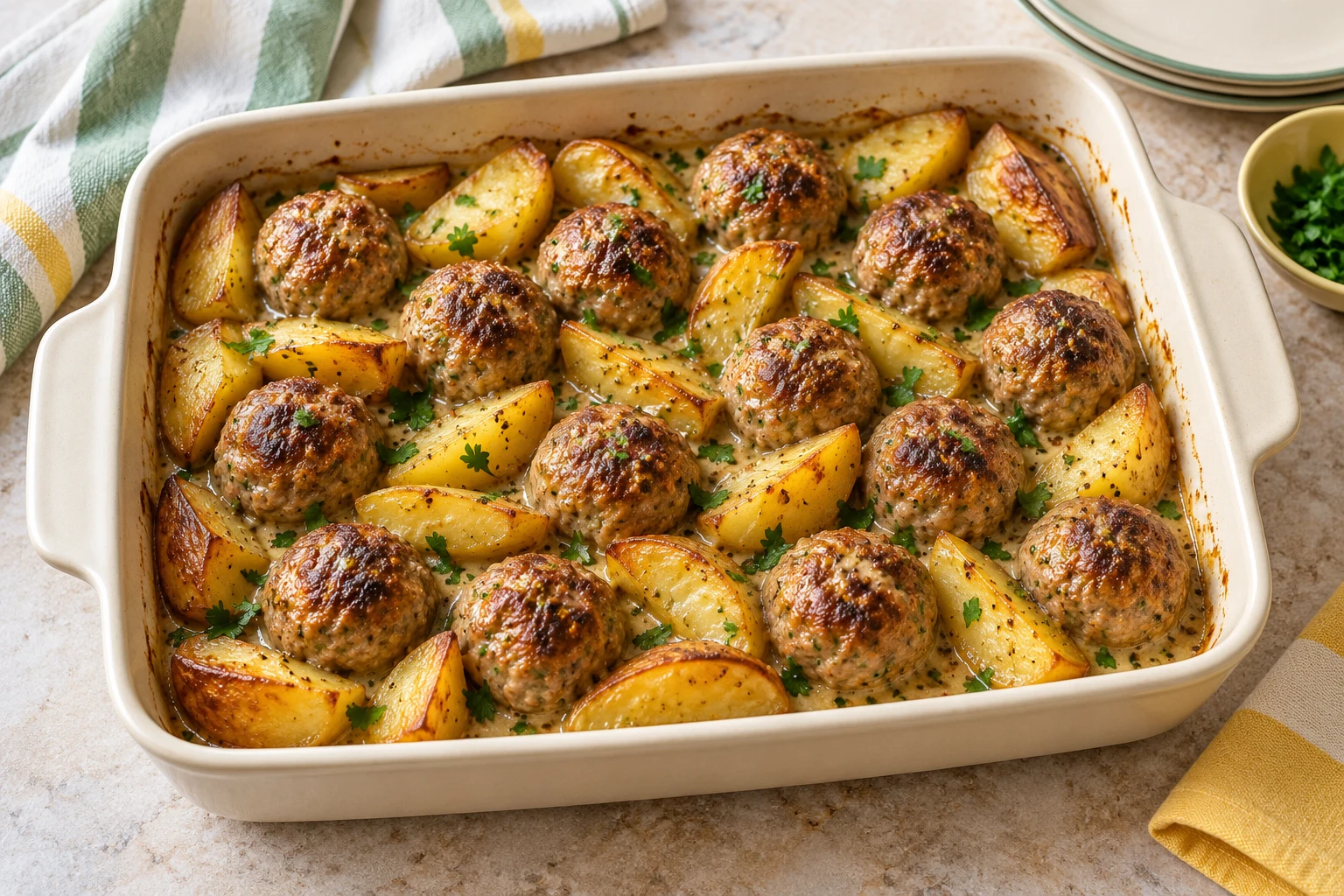 Boulettes de viande aux pommes de terre : plat terminé