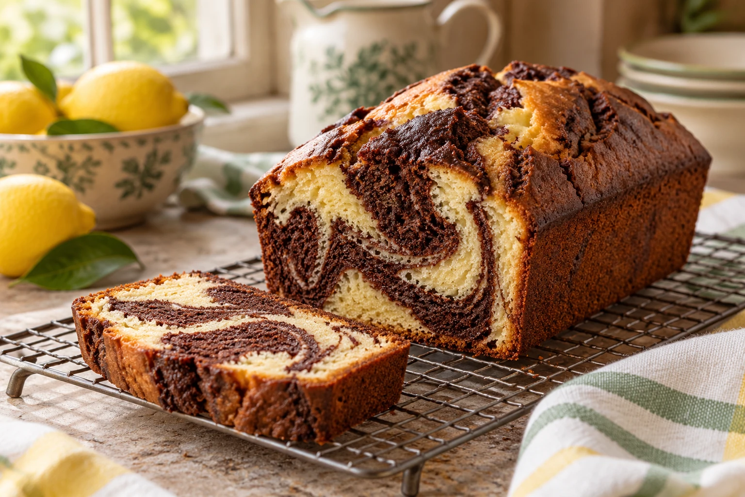 Cake marbré chocolat-vanille : plat terminé