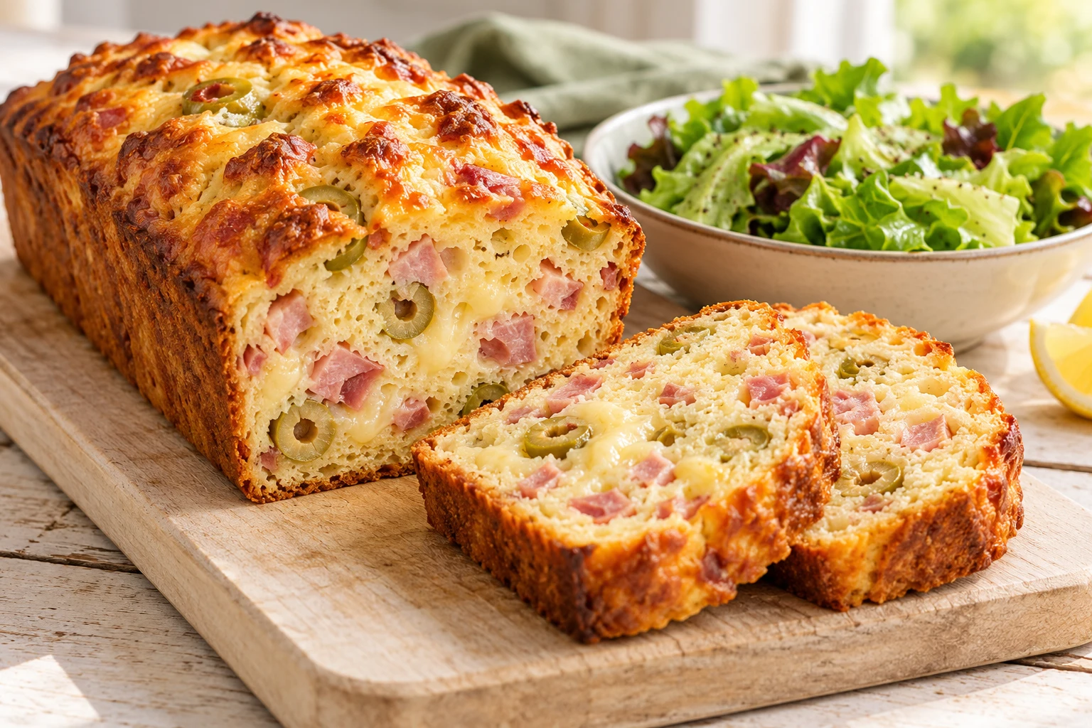 Cake jambon et olives : plat terminé