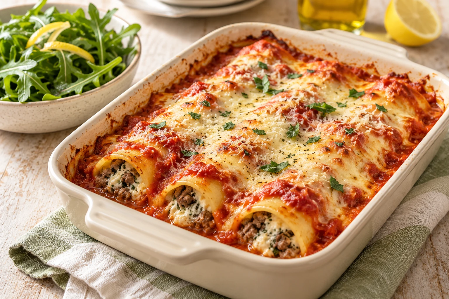 Cannelloni express au bœuf et à la ricotta : plat terminé