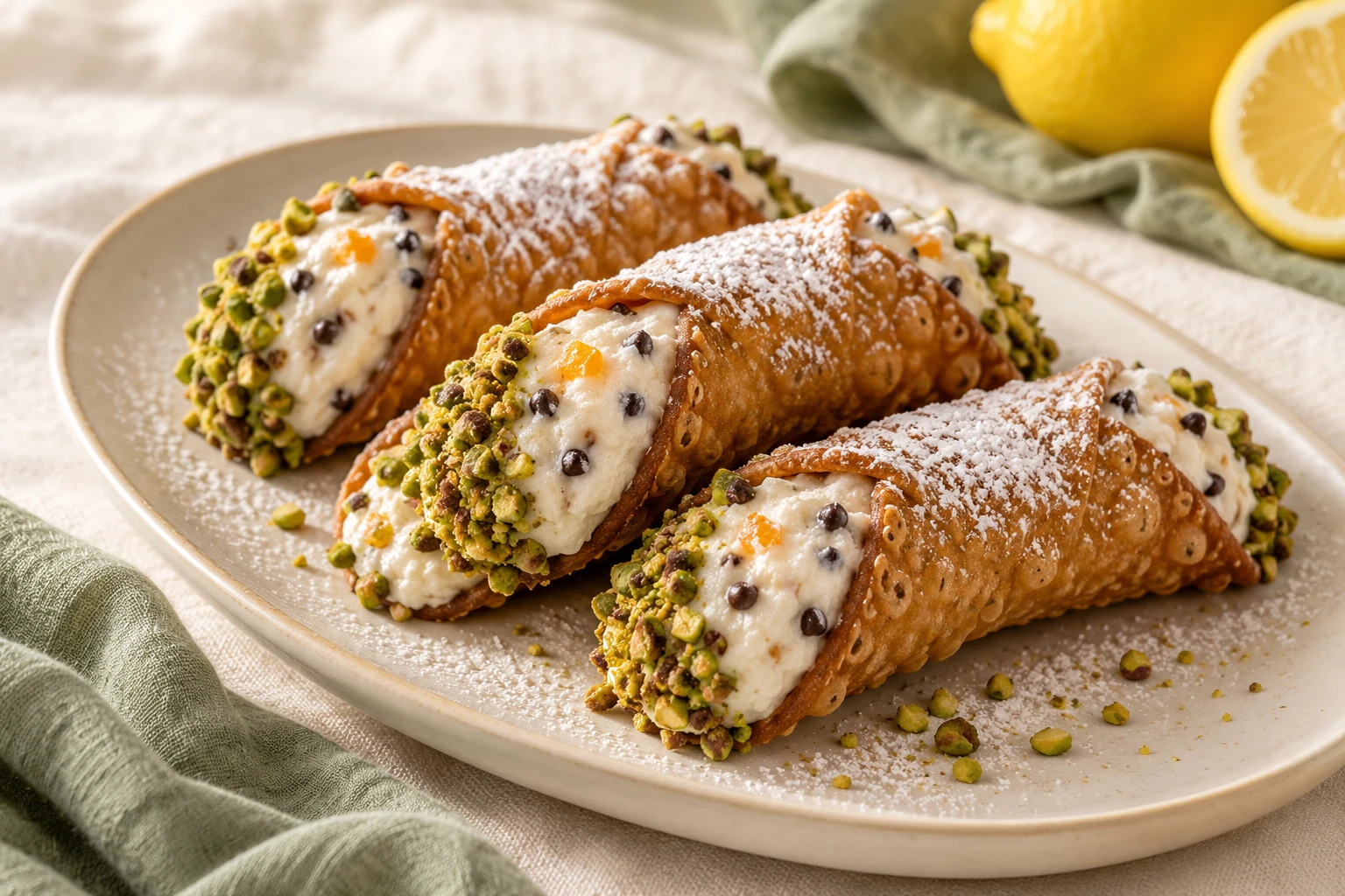 Cannoli siciliens à la ricotta : plat terminé