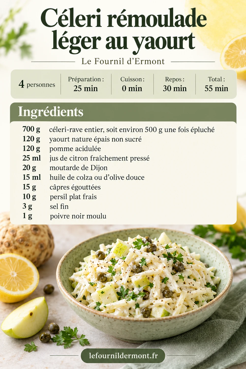 Fiche Pinterest : Céleri rémoulade léger au yaourt