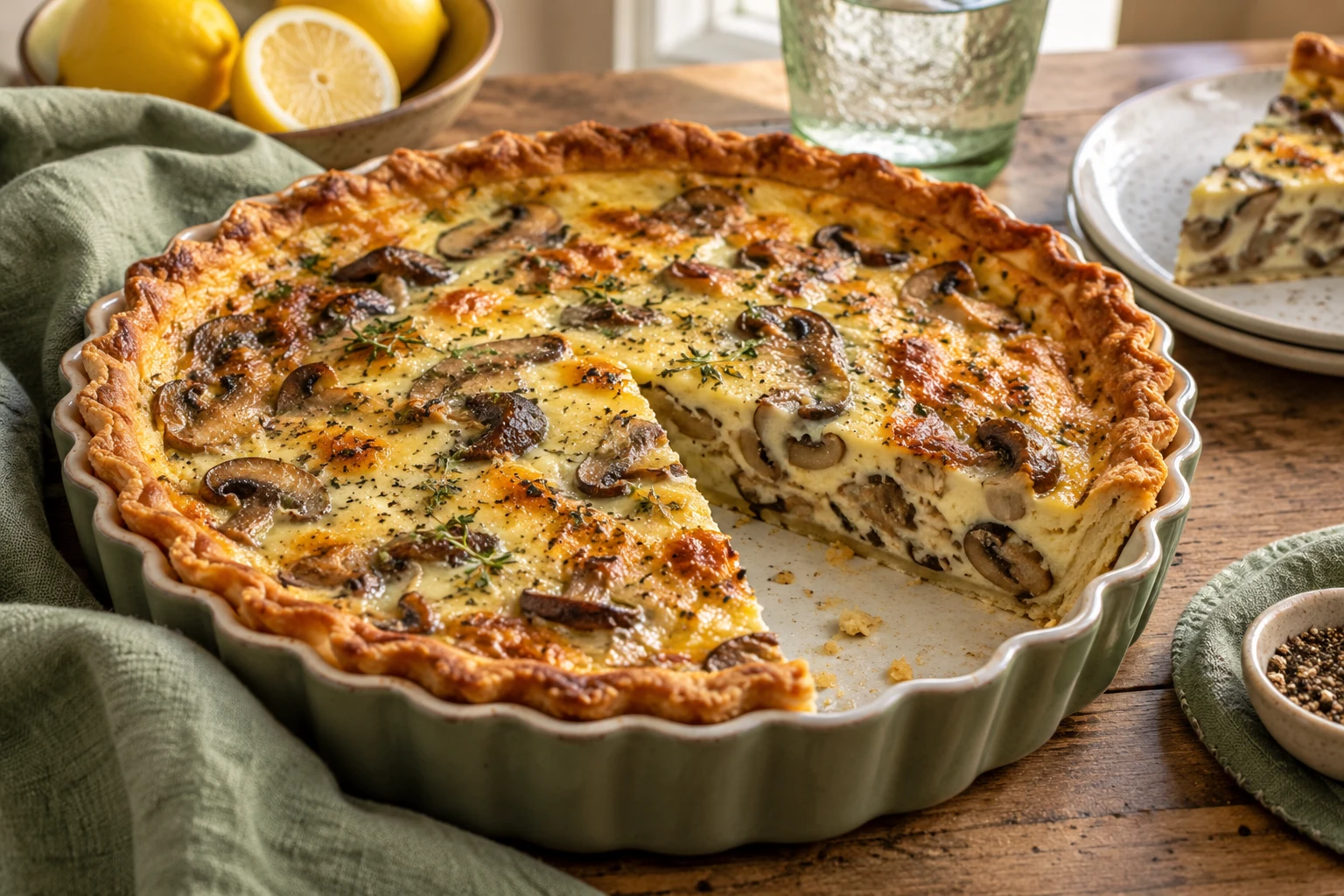 Quiche crémeuse aux champignons : plat terminé