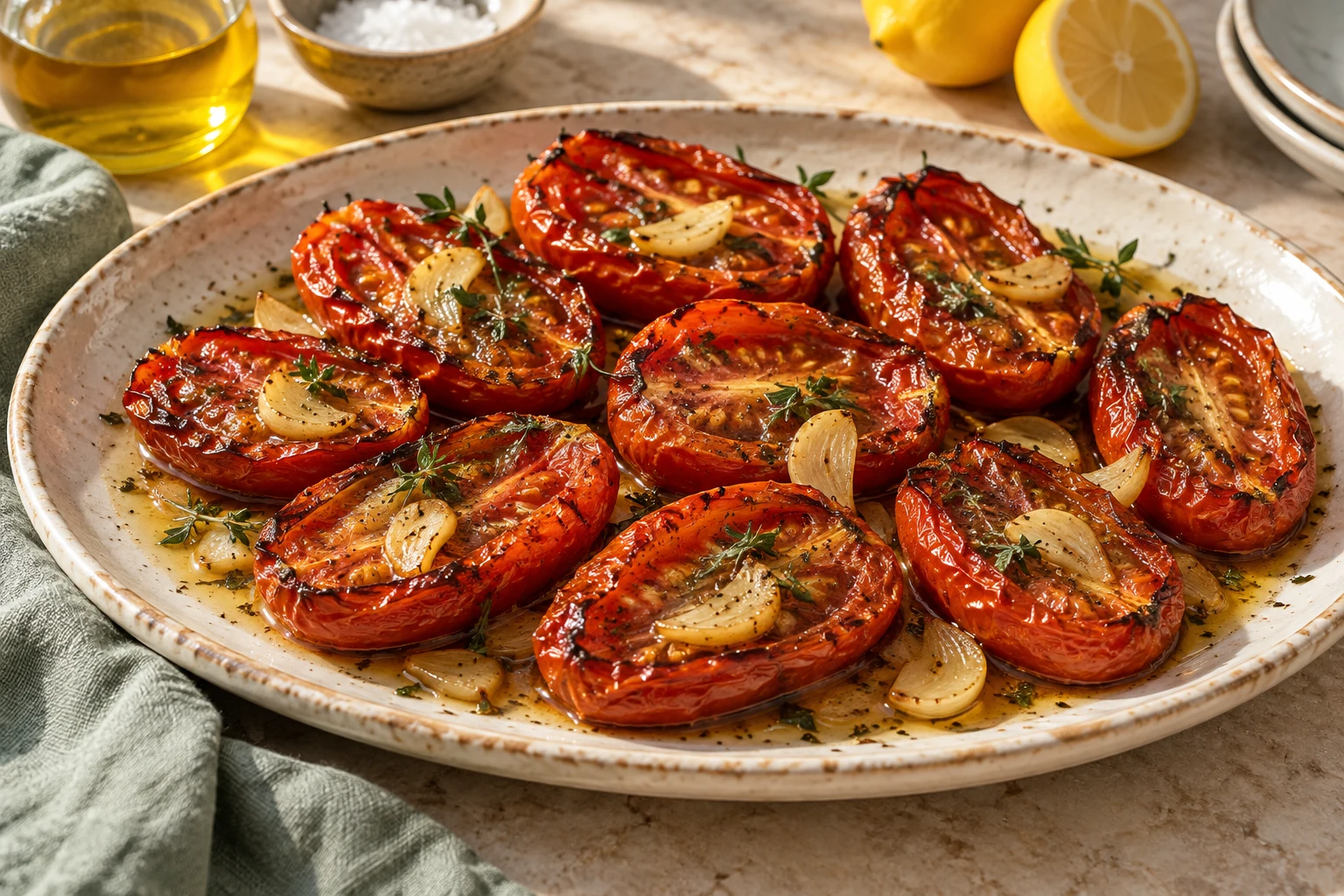 Tomates confites au four : plat terminé