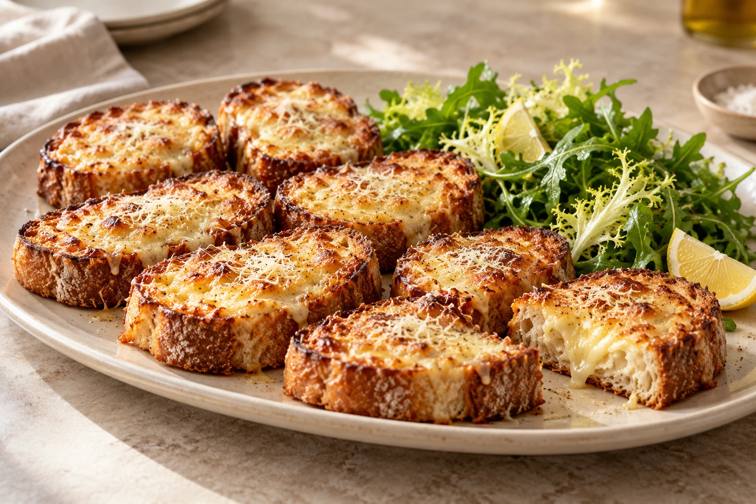 Pain perdu salé au fromage : plat terminé