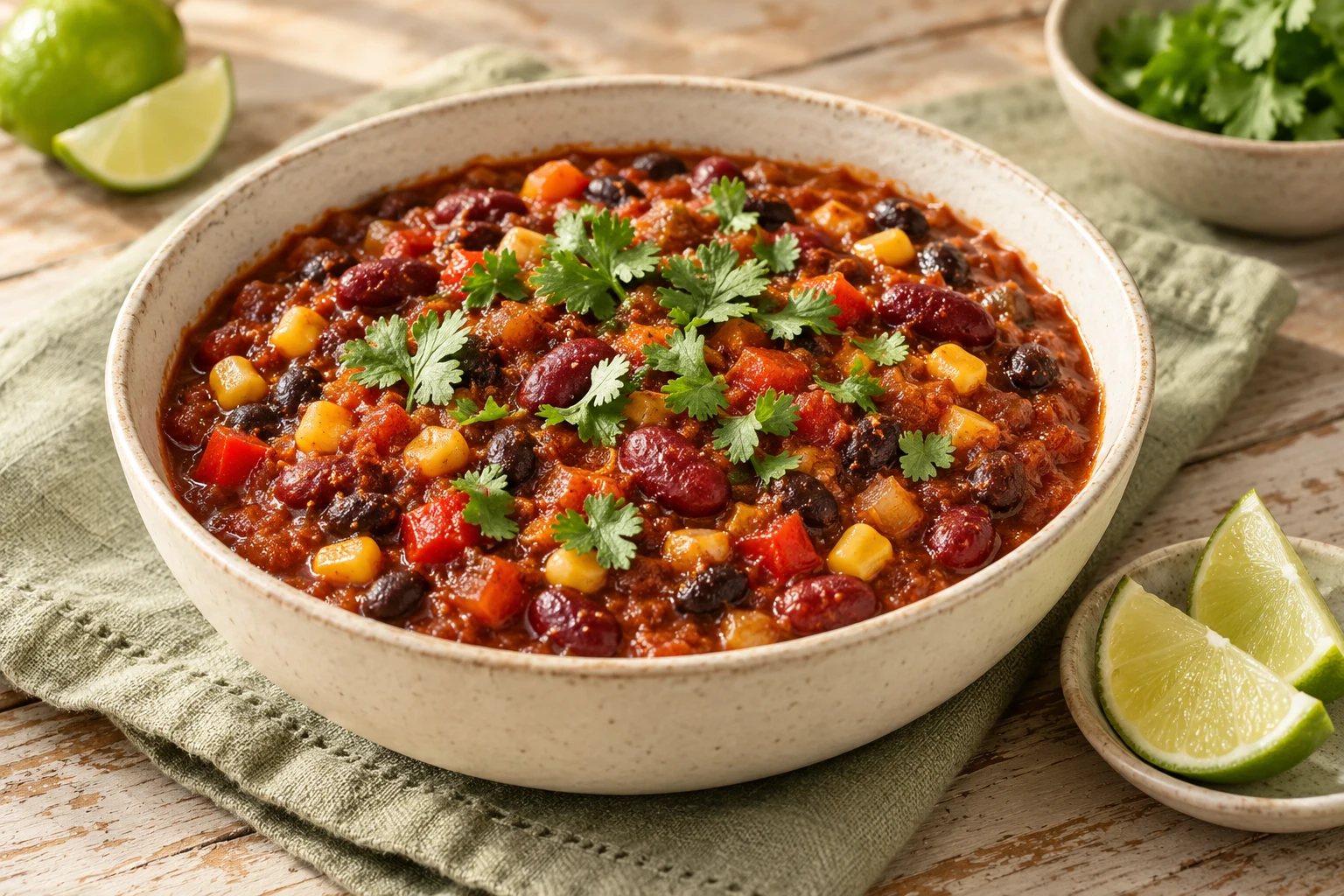 Chili sin carne aux deux haricots : plat terminé