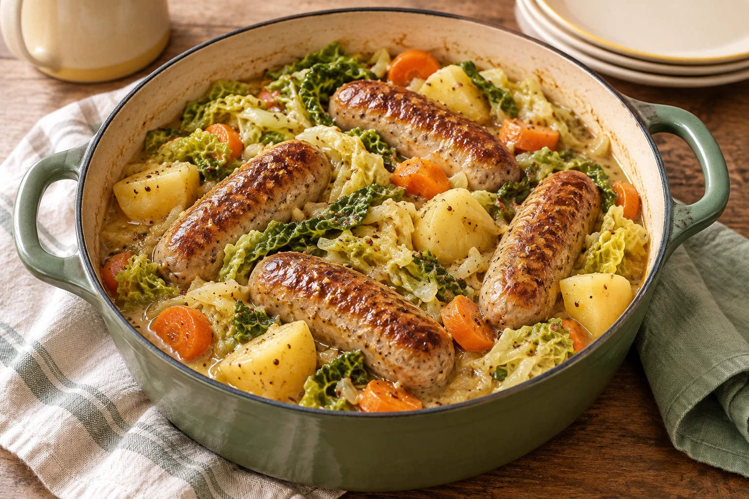 Chou frisé aux saucisses : plat terminé
