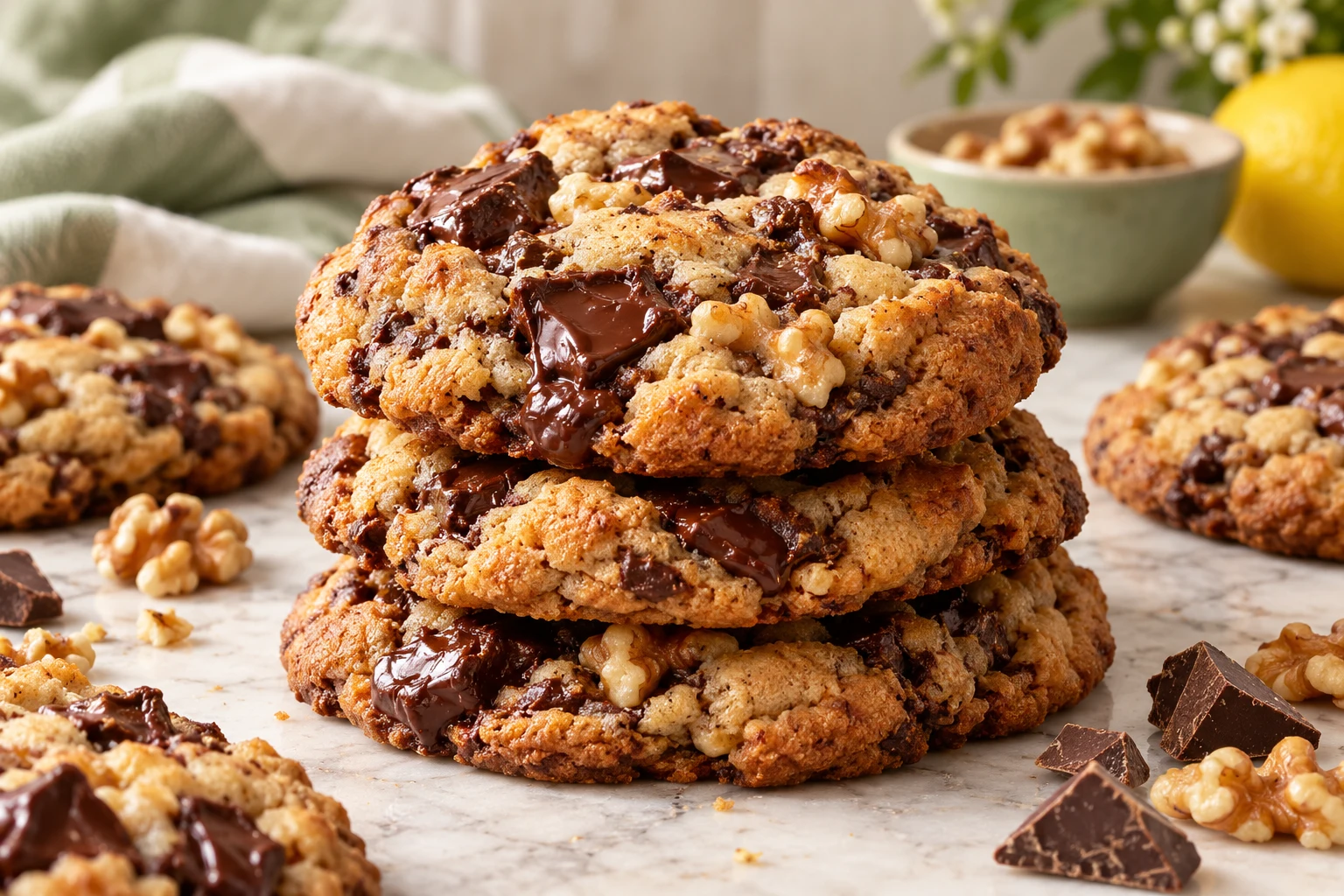 Cookies épais au chocolat et aux noix : plat terminé