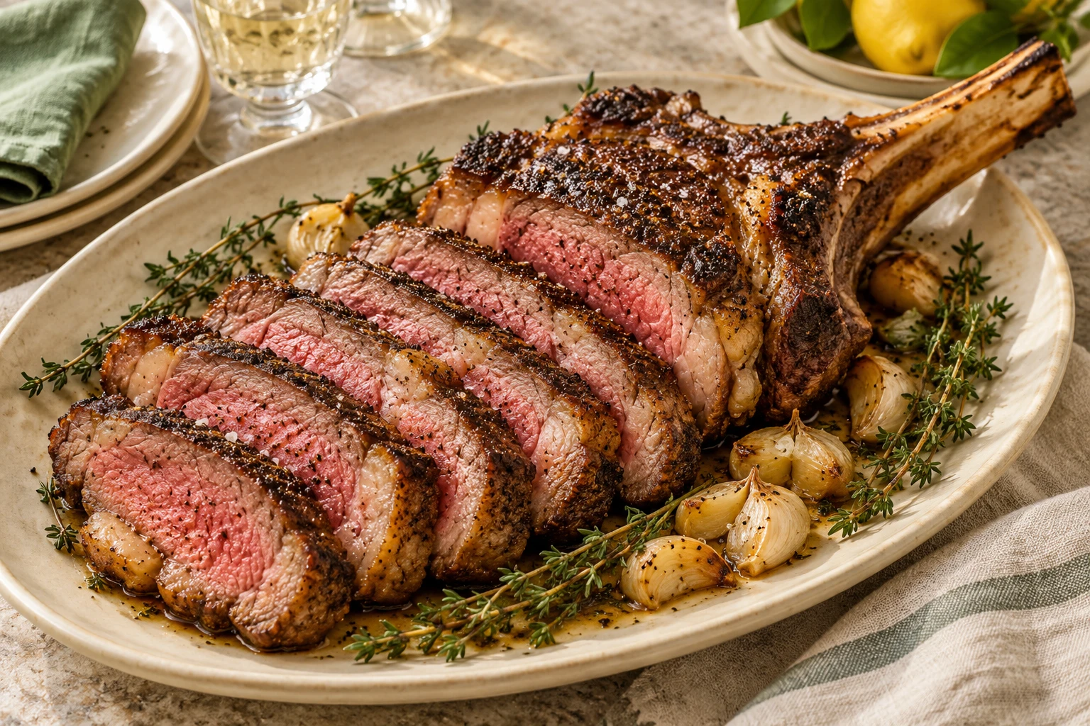 Côte de bœuf rôtie au four : plat terminé