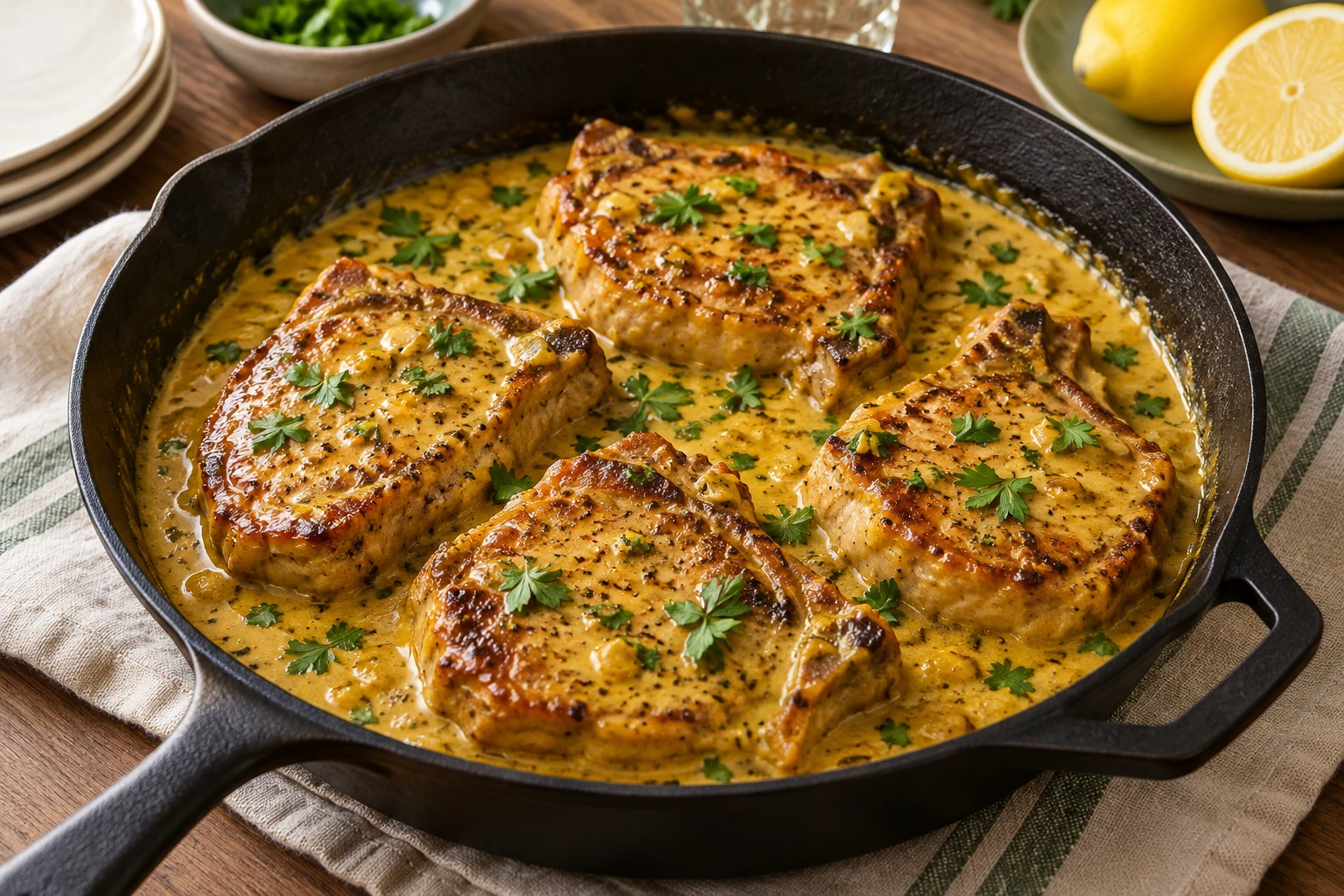 Côtes de porc curry-miel : plat terminé