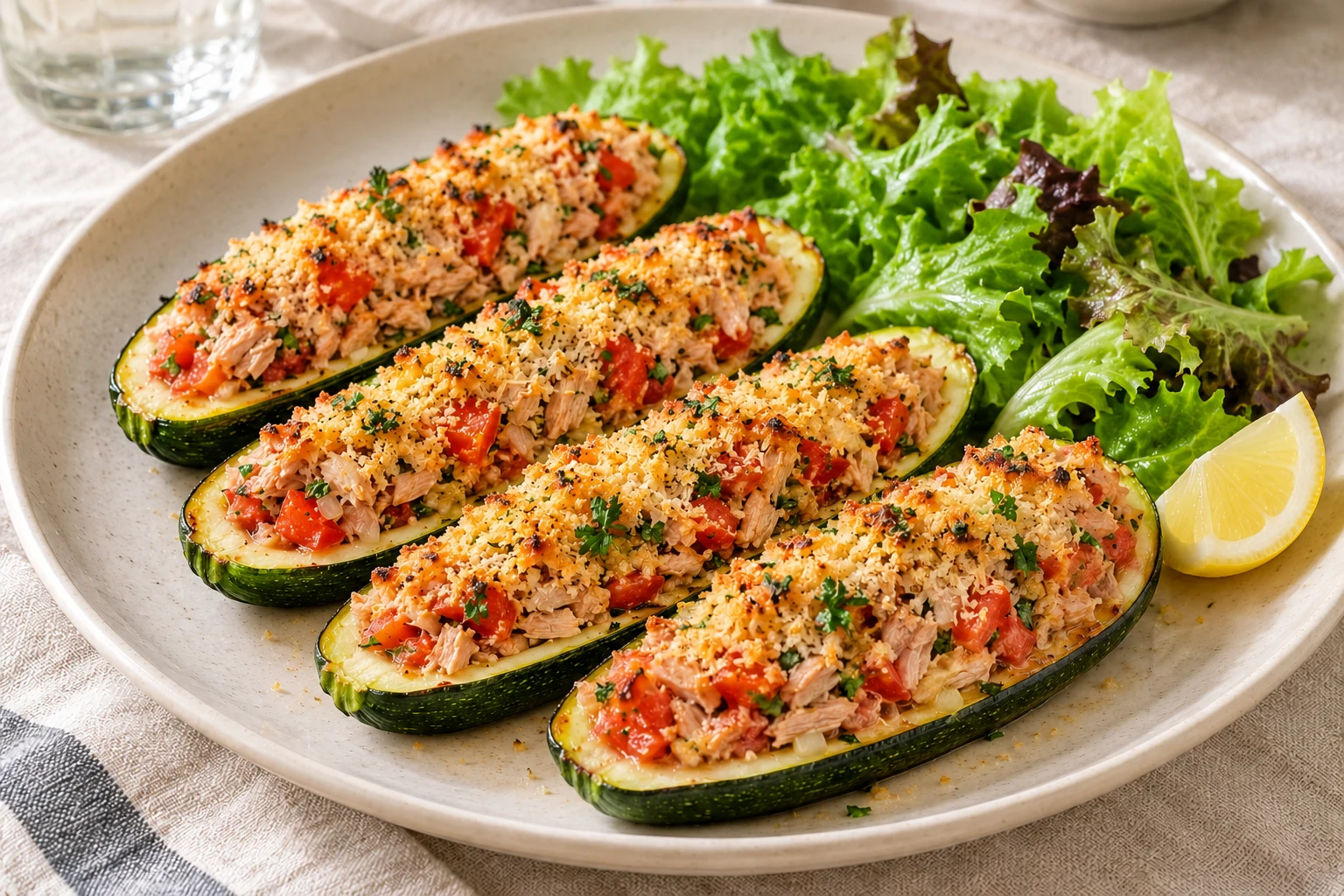 Courgettes farcies au thon : plat terminé