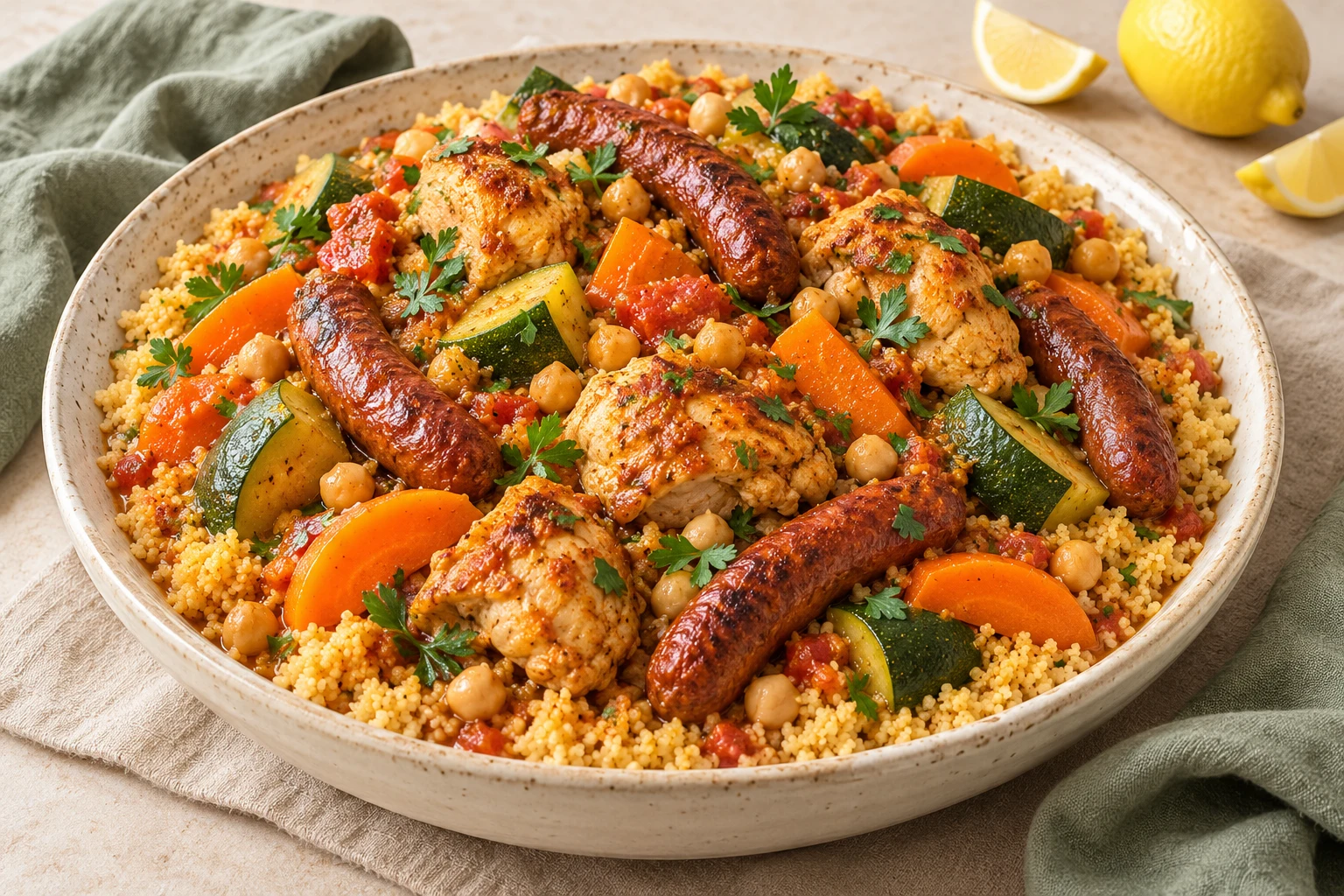 Couscous poulet-merguez au Cookeo : plat terminé