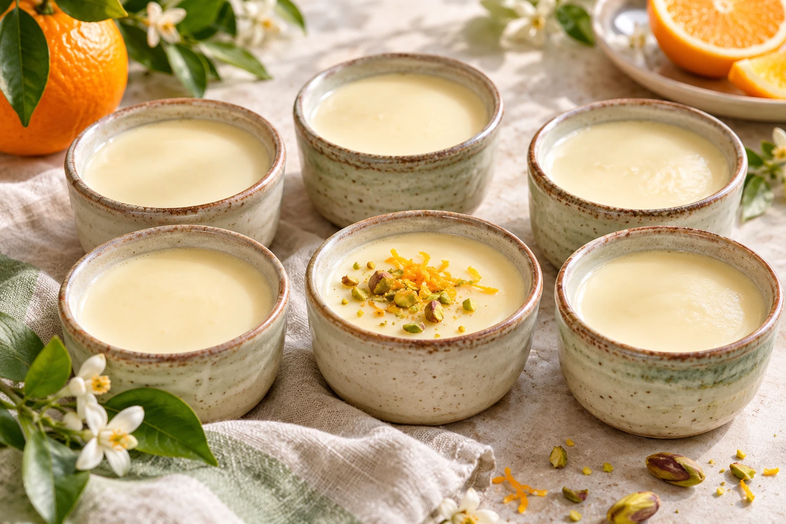 Crème dessert à la fleur d’oranger : plat terminé