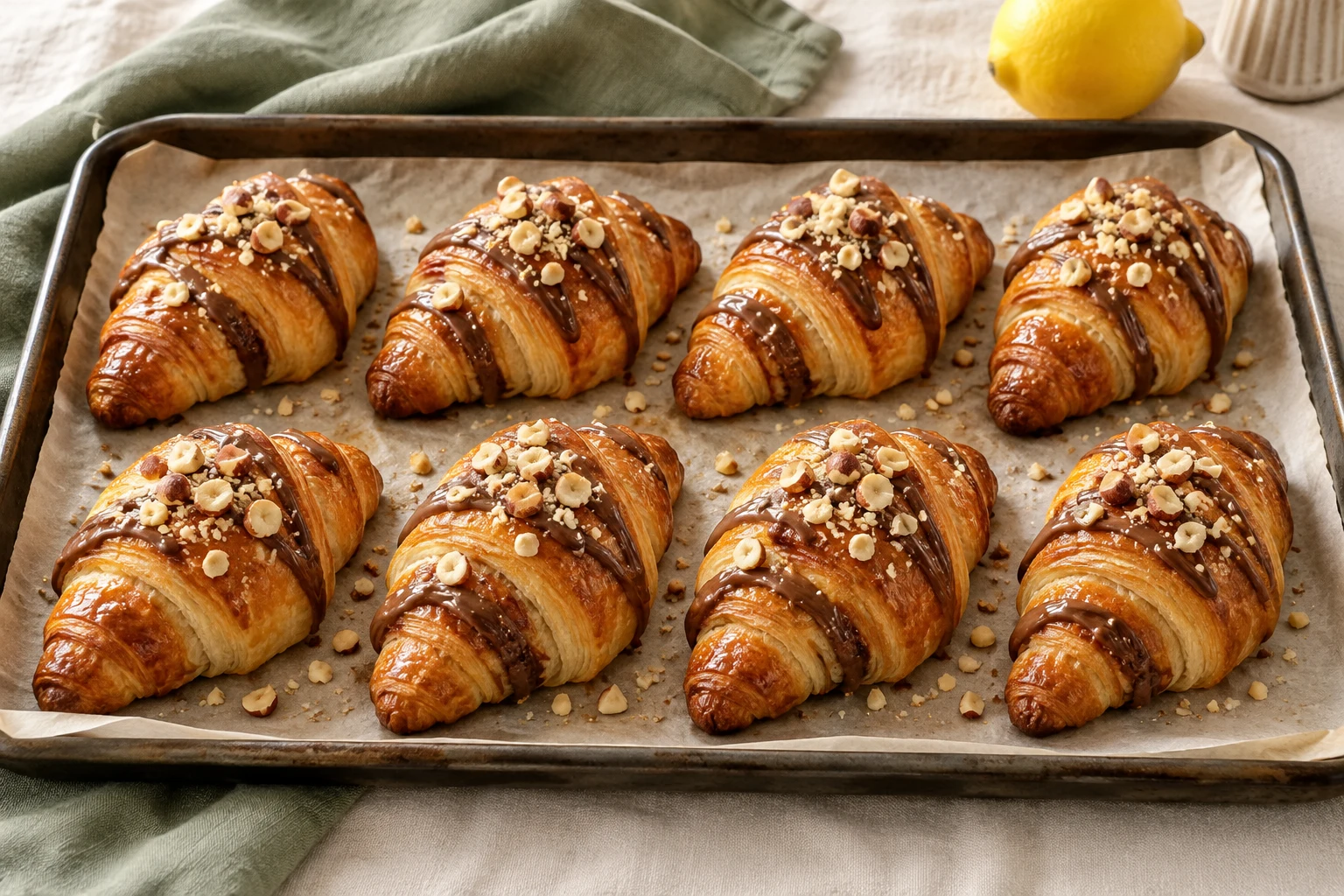 Croissants feuilletés au Nutella : plat terminé