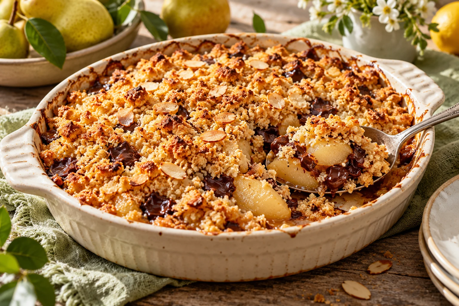 Crumble poires chocolat : plat terminé