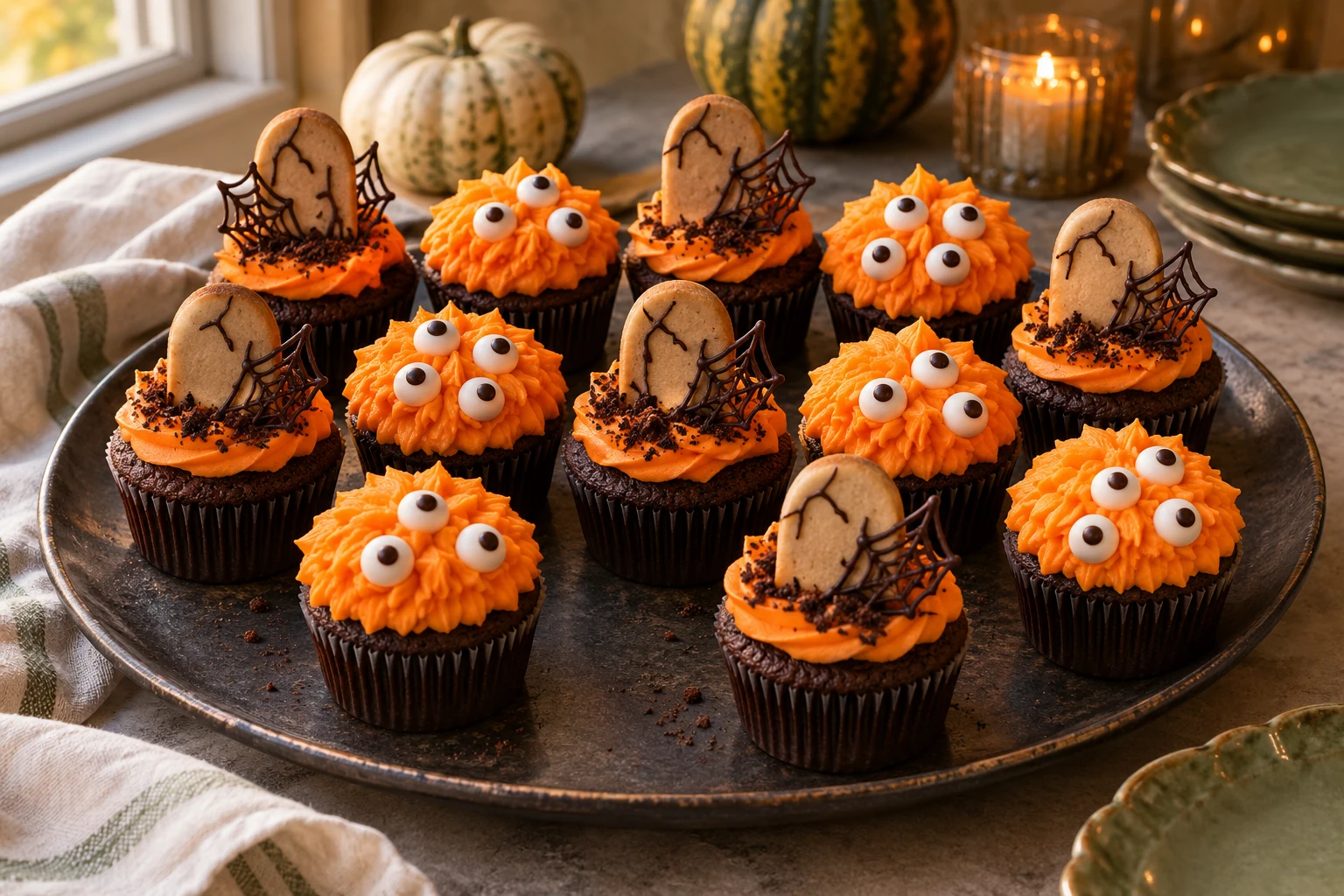 Cupcakes chocolat d’Halloween : plat terminé