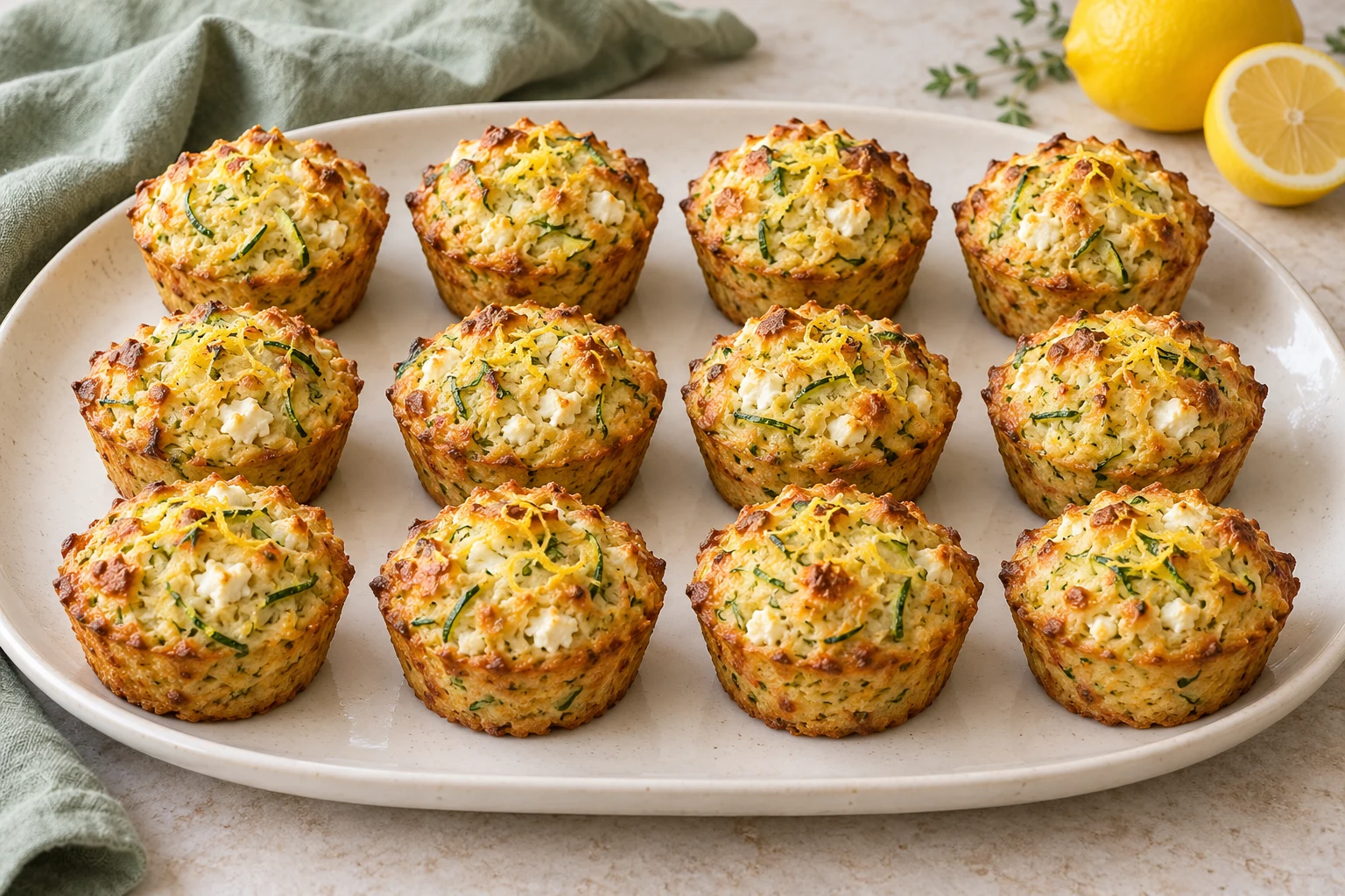 Muffins courgette, feta et citron : plat terminé