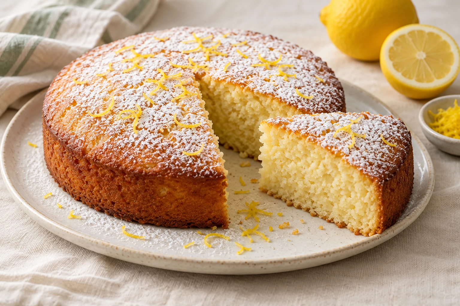 Gâteau italien sans beurre à la ricotta et au citron : plat terminé
