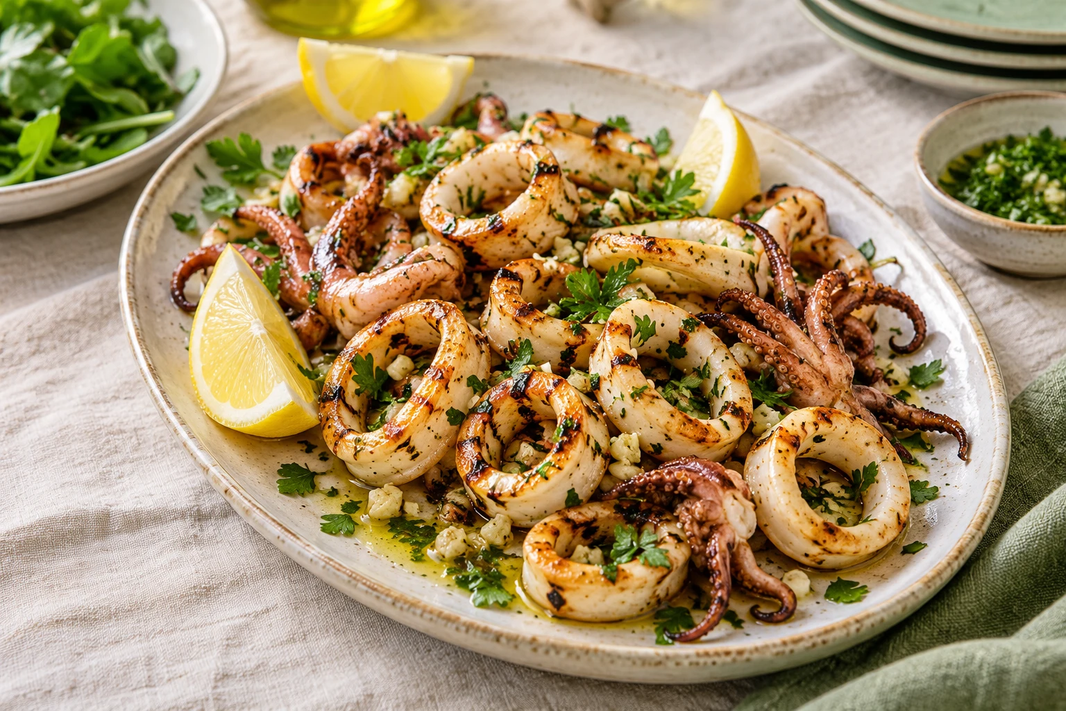 Encornets persillés à la plancha : plat terminé
