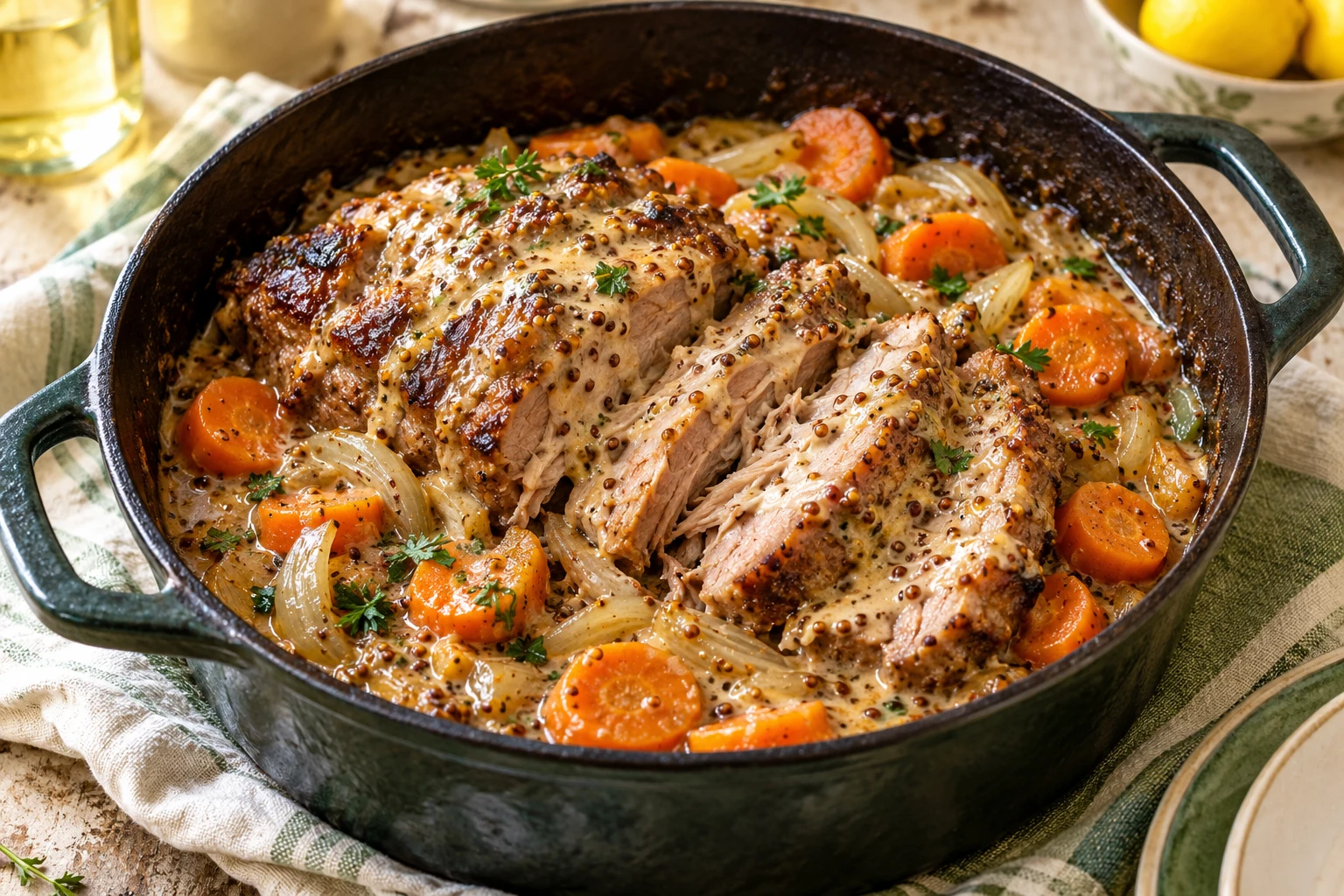 Épaule de porc à la moutarde : plat terminé