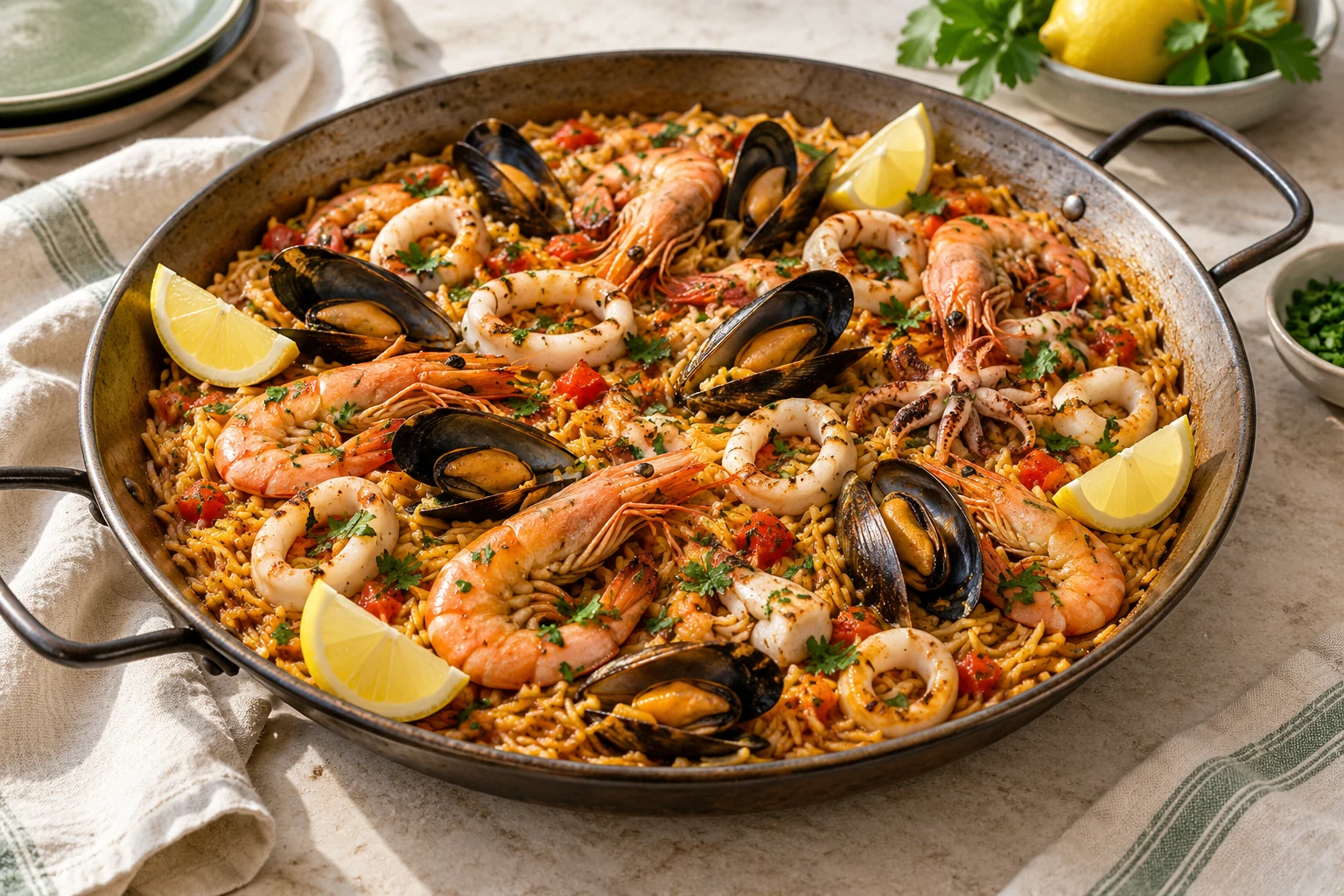 Fideuà aux fruits de mer : plat terminé